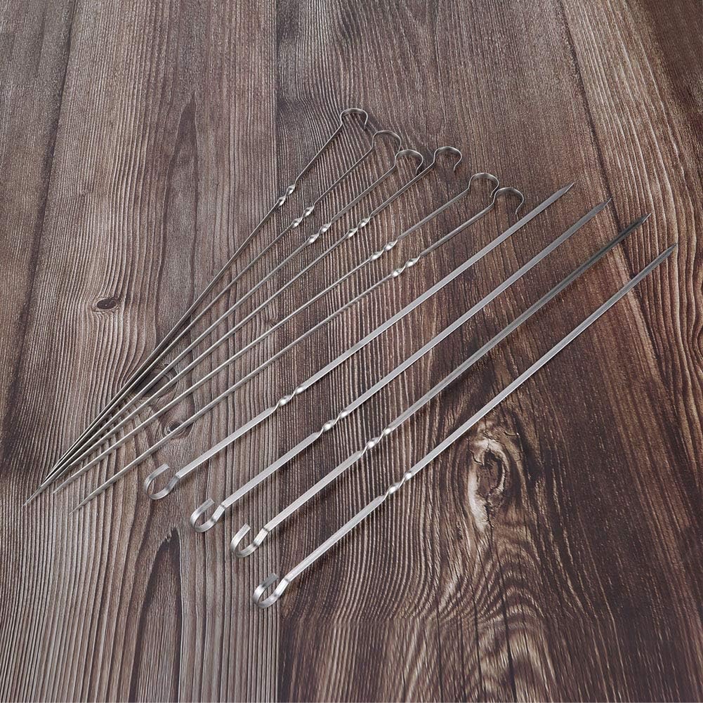 Fydun 10Pcs Stainl Steel Barbe Flat Skewer Grilling Tool for Party Outdoor Activities 10Pcs Stainl Steel Barbe for Family