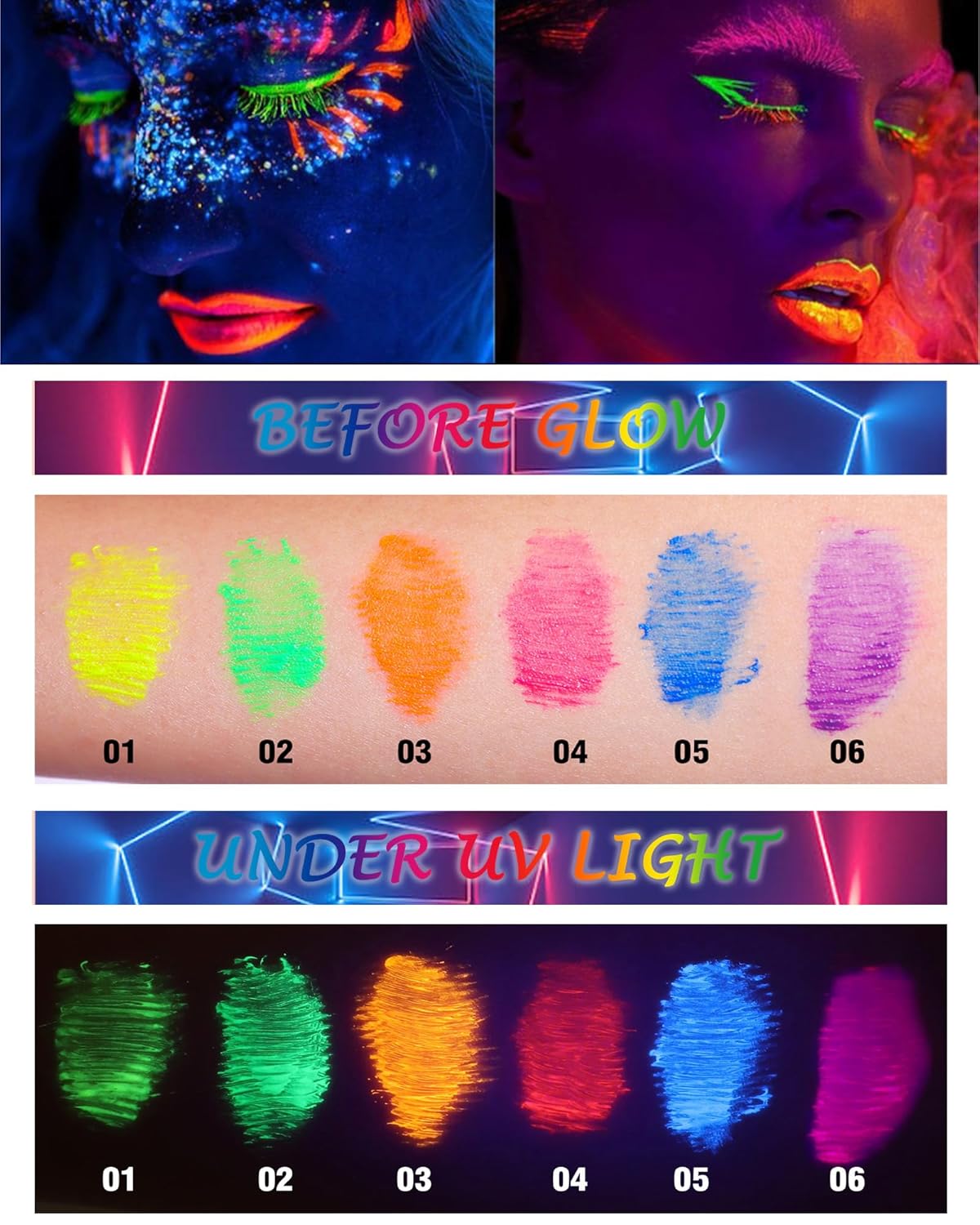 Máscara de pestañas de color con brillo UV, volumen y longitud, 1 máscara verde impermeable para pestañas, máscara de secado rápido sin