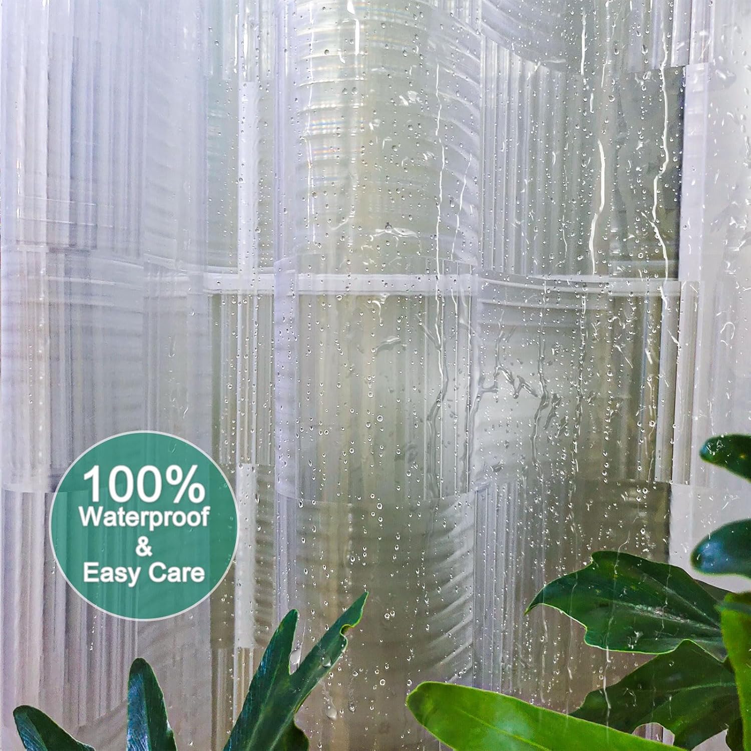 Tonnali Cortina de ducha de 72 x 72 pulgadas, forro de plástico transparente resistente de vinilo EVA, cortina de ducha para baño con 3 imanes