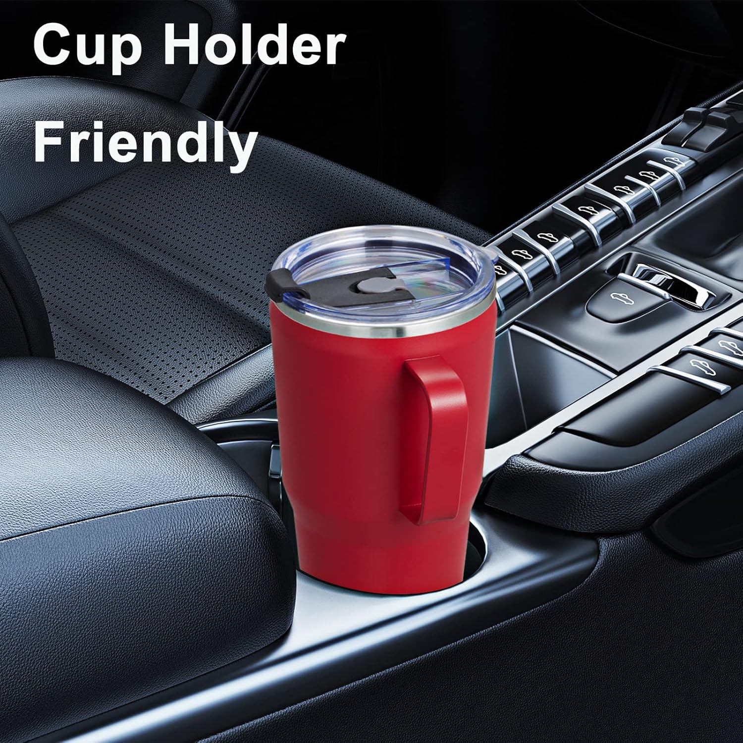 JEAREY Vaso de 30 onzas con asa, vaso de acero inoxidable con tapa y popote, vaso aislado de viaje para bebidas calientes y bebidas frías, vasos