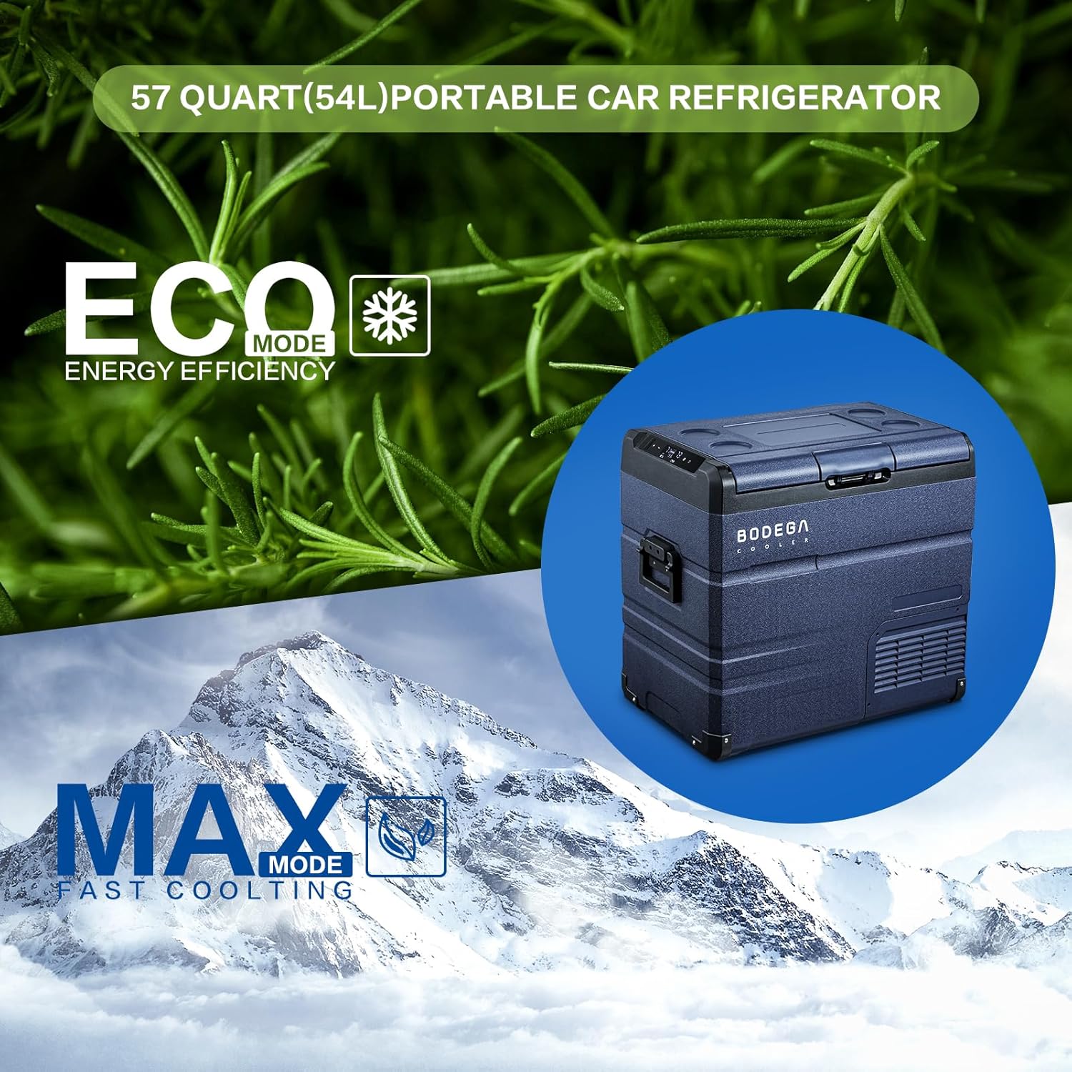 BODEGA COOLER Refrigerador de coche de 12 voltios, refrigerador de coche RV con control de aplicación de doble zona, congelador portátil, 57 cuartos