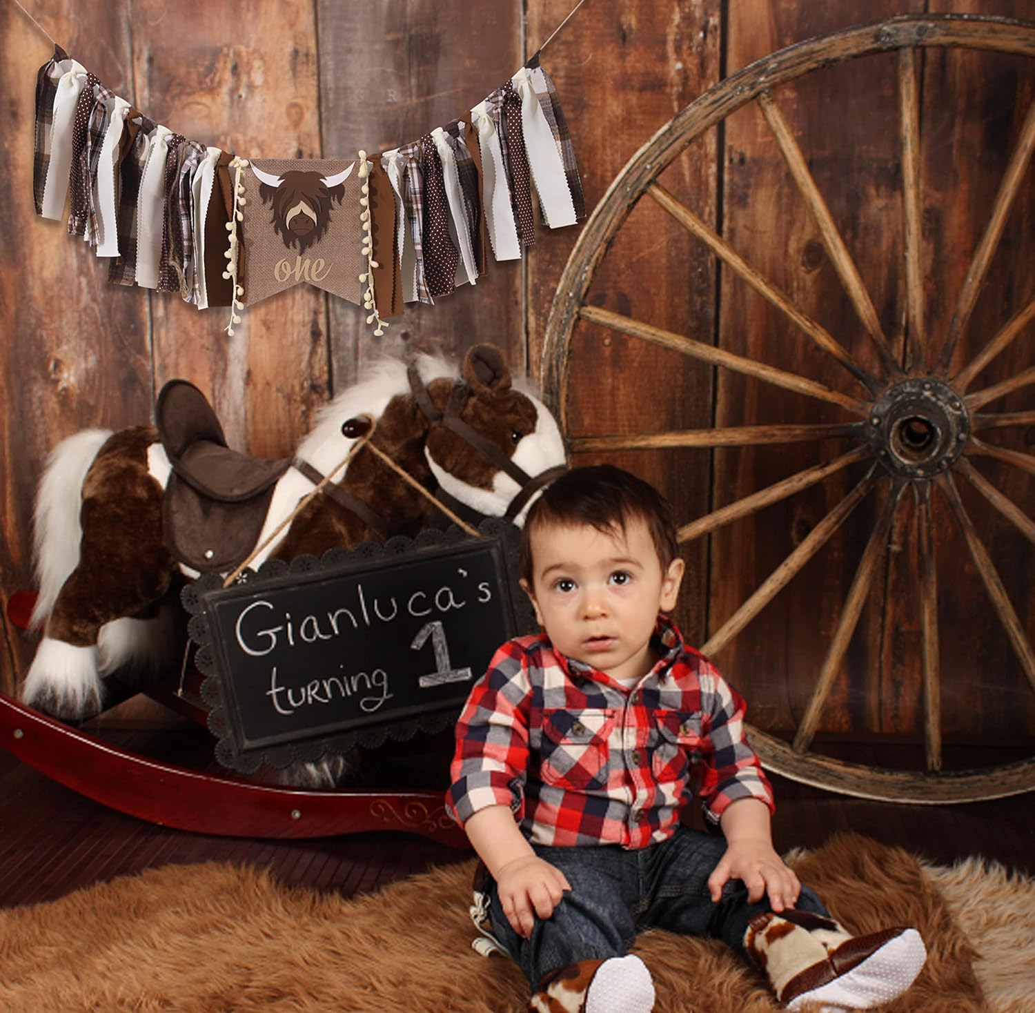 Cartel de primer cumpleaños para silla alta  Rodeo de vaquero para decoración de tela de fiesta, baby shower, guirnalda de fondo para accesorios de