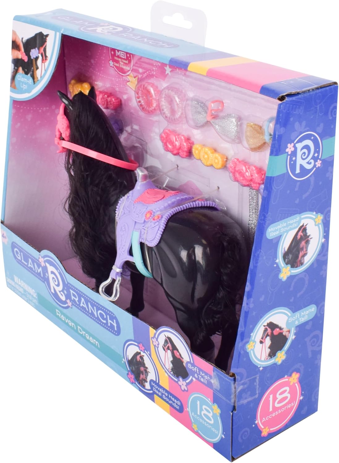 Glam-R-Ranch Raven Dream – Juguete de caballo con accesorios