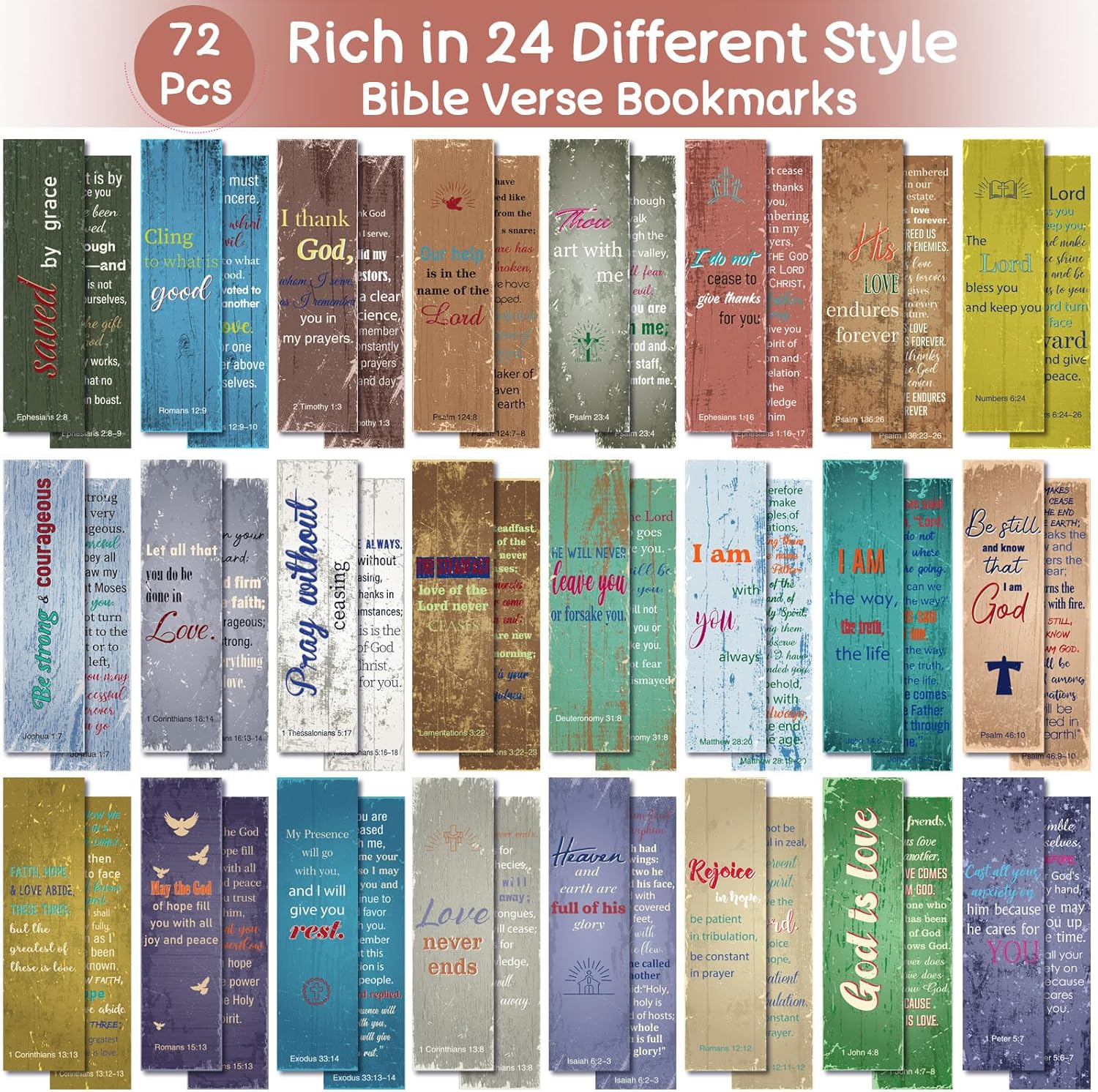 72 marcapáginas de escritura cristiana con versículos de la Biblia, marcadores de libros inspiradores a granel, marcadores de fe positiva, clips de