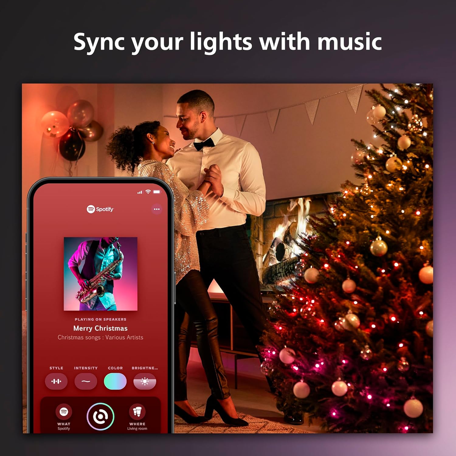 Philips Hue Tira de luces navideñas para interiores y exteriores, 130 pies, 500 mini LED inteligentes que cambian de color, resistente a la
