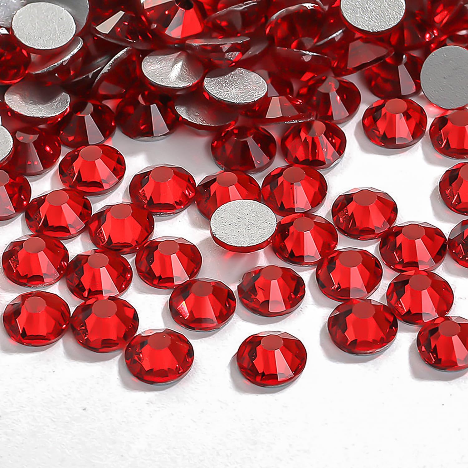3600 diamantes de imitación de cristal rojo para uñas, diamantes de imitación de cristal con parte trasera plana para decoración artística Nair