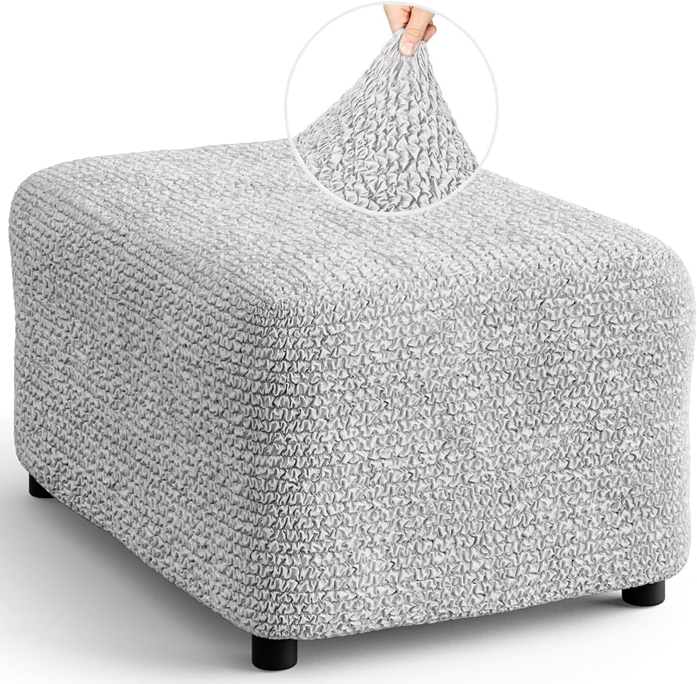 PAULATO BY GA.I.CO. Funda otomana para taburete, funda de tela de poliéster suave, protector elástico de muebles de 1 pieza, colección Microfibra,