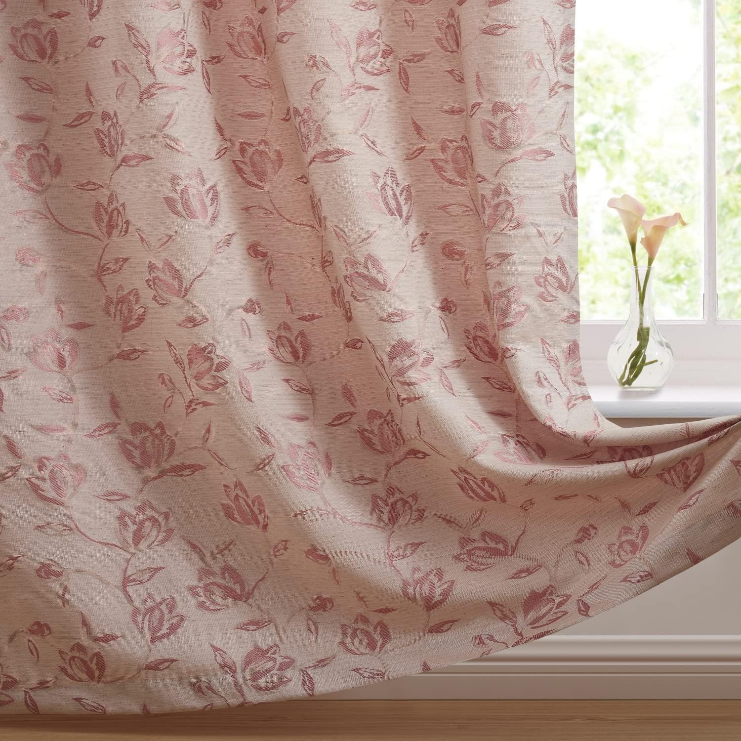HLC.ME Zoey – Cortinas cortas y gruesas de lino y arpillera para privacidad y privacidad para filtrar la luz y habitación de los niños, 2 paneles