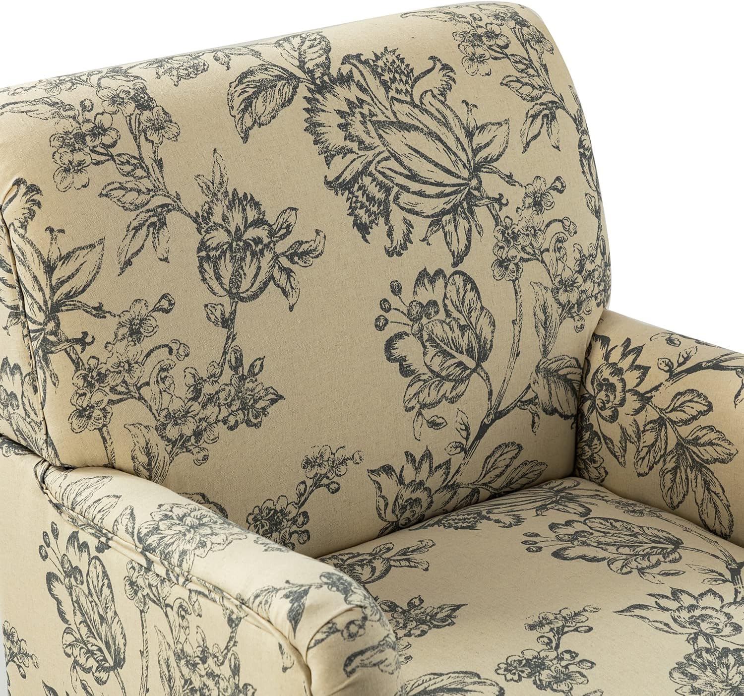 HULALA HOME Sillón moderno con patas de madera y ribete de cabeza de clavo, cómoda silla decorativa tapizada para sala de estar y dormitorio