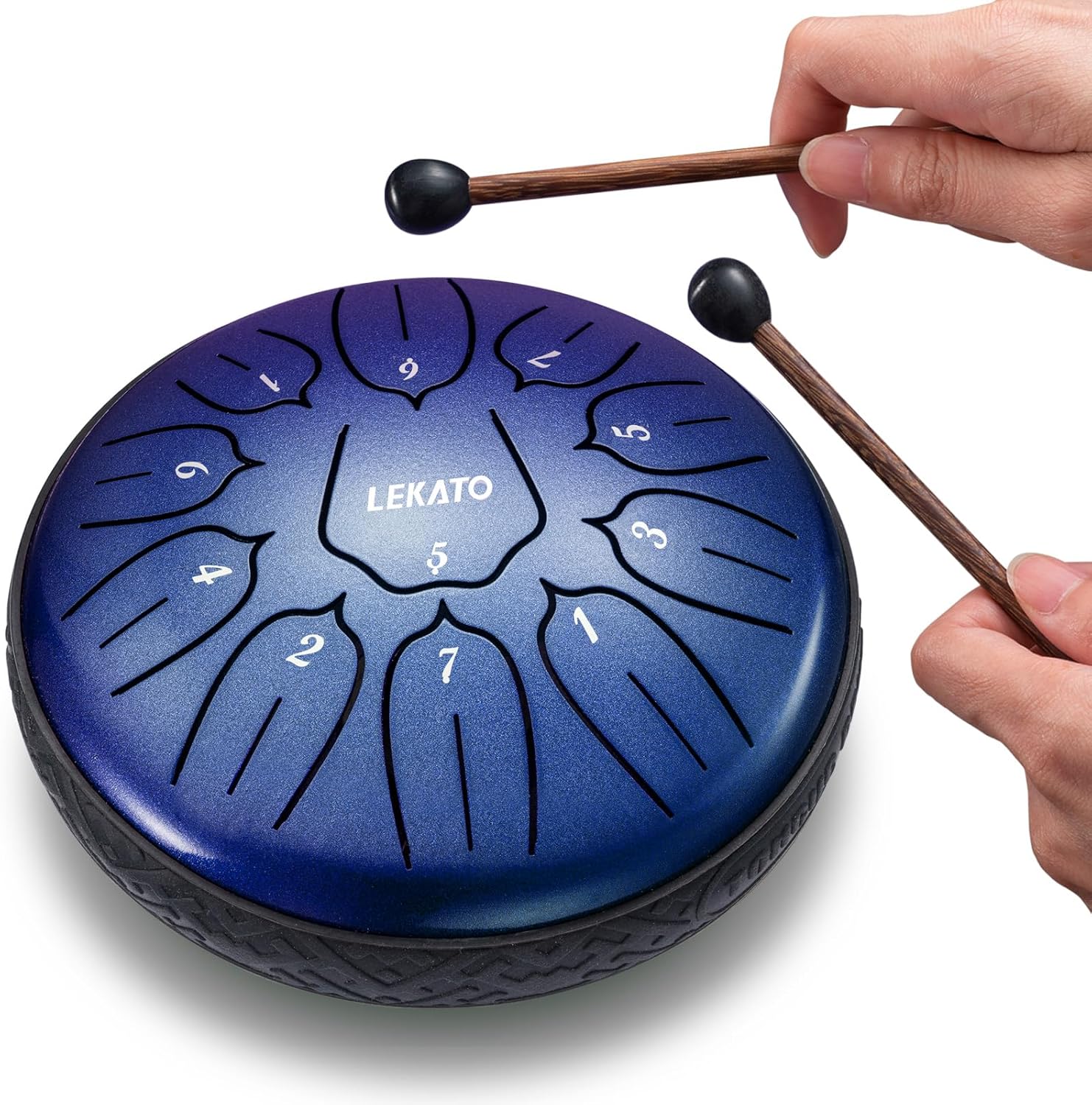 LEKATO Tambor de lengua de acero de 6 pulgadas, 11 notas, tambor de acero D Major para principiantes de percusión para educación musical, meditación