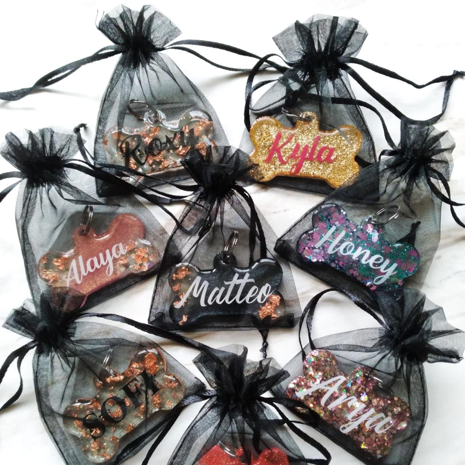 Bolsas de regalo de organza de 50 cordones de 5 x 7 pulgadas, color negro para baby shower, cumpleaños de niña, recuerdos de fiesta, boda, despedida