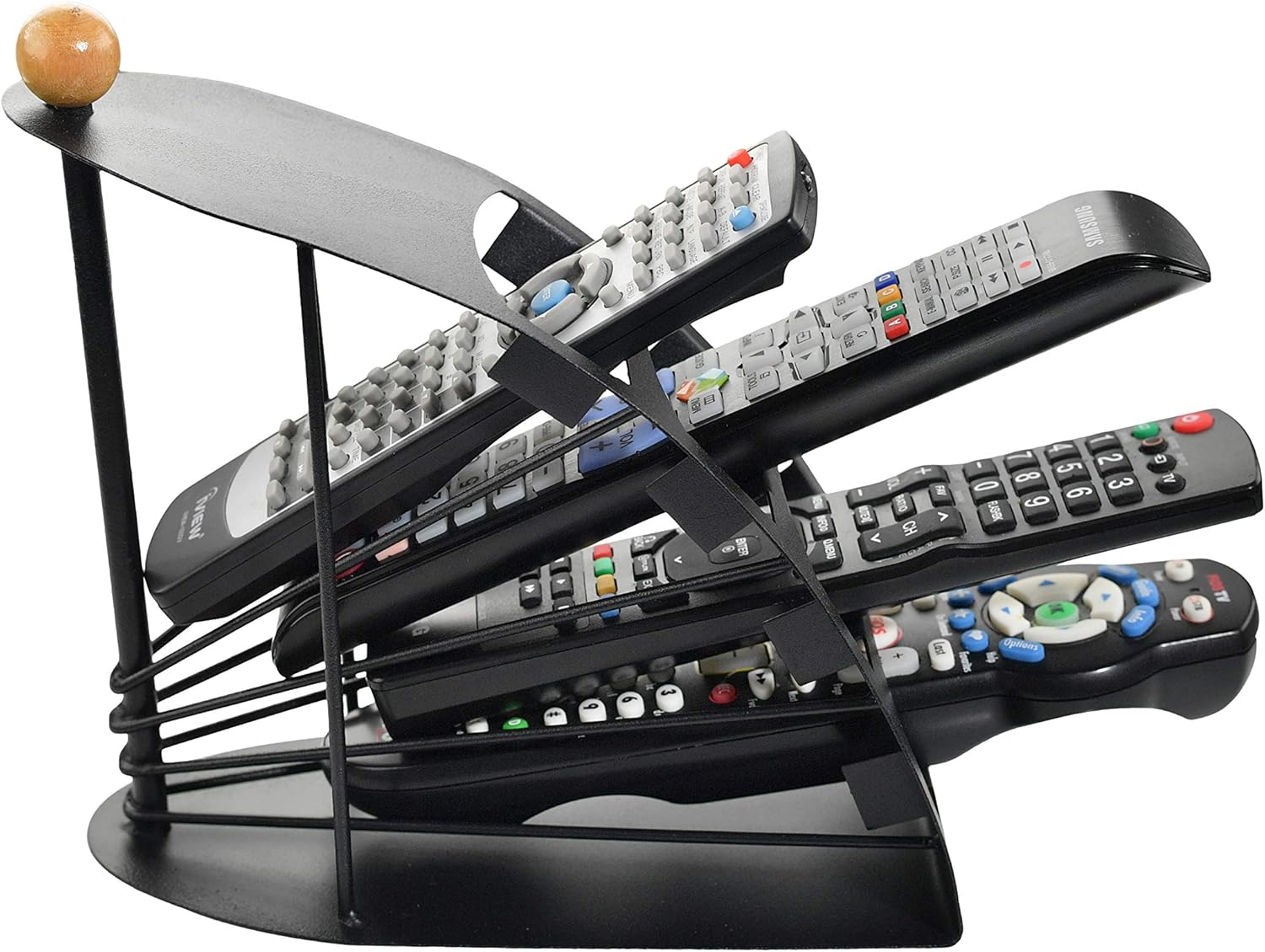 Home-X Organizador de soporte para control remoto con 4 ranuras, organizador de escritorio compacto para oficina en casa, ideal para soporte de