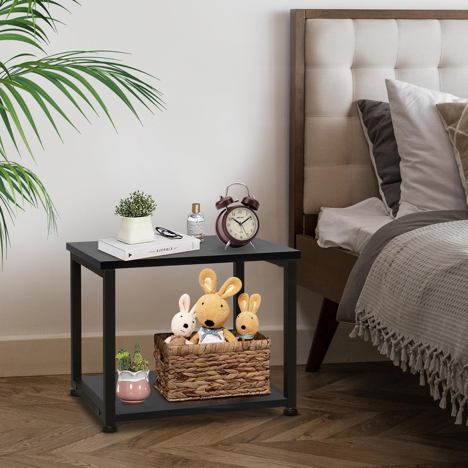 Cakokow Soporte para impresora debajo del escritorio, mesa de impresora móvil industrial de 2 niveles con estante de almacenamiento, carrito de
