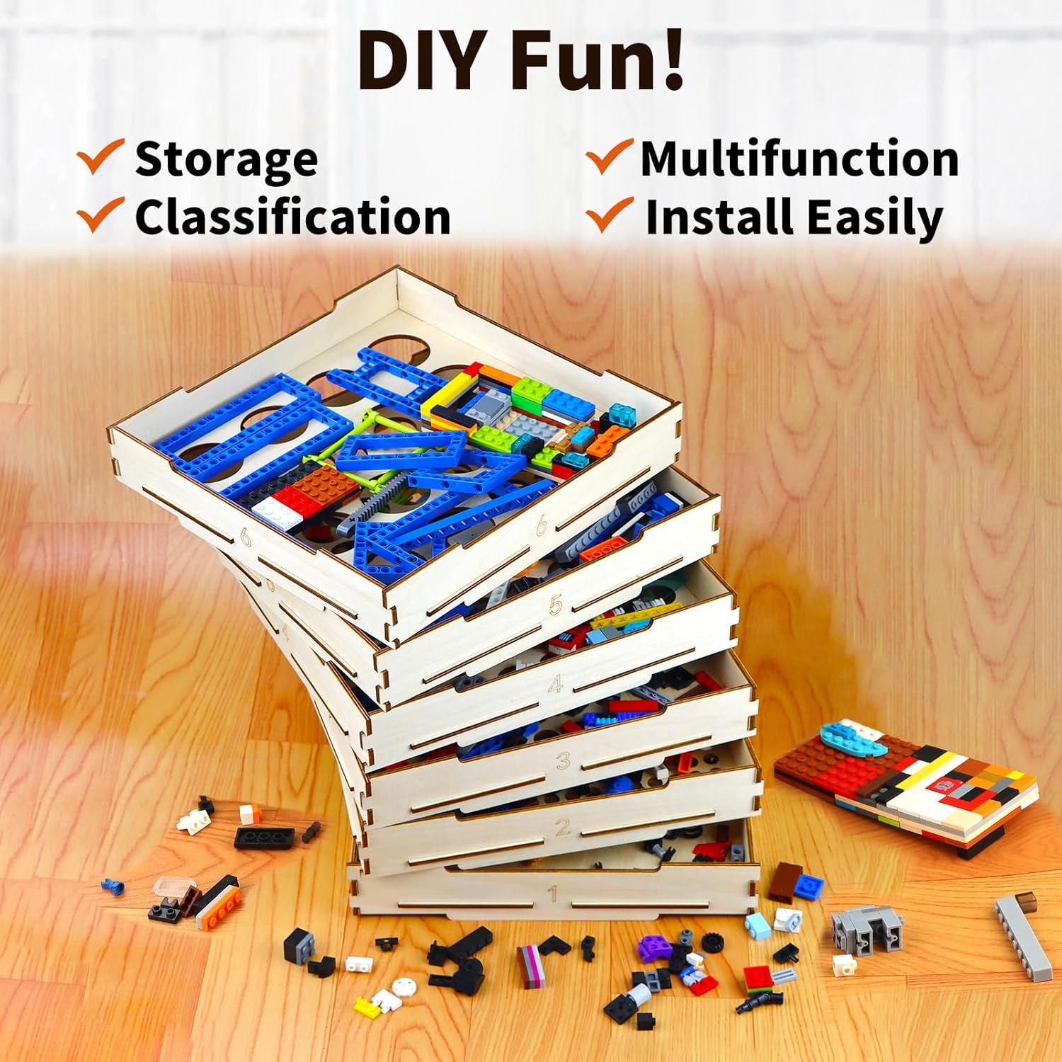 Caja clasificadora de 6 bandejas utilizada para Lego, ladrillo clasificador de almacenamiento para bloques de Lego, regalo para amantes de Lego,