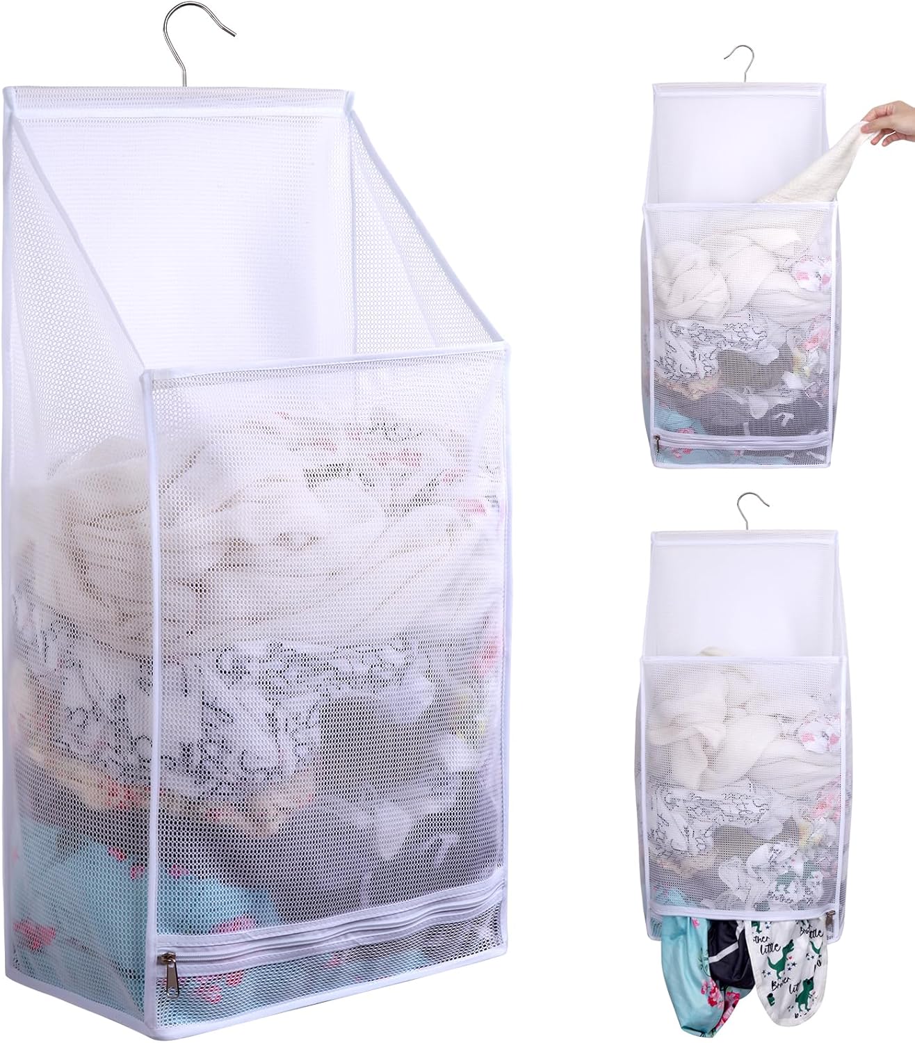 Bolsas de lavandería plegables de malla transpirable para colgar, secado rápido, portátil, ahorro de espacio, cesta de lavandería para dormitorio,