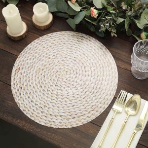 TABLECLOTHSFACTORY – Paquete de 6 bandejas desechables con diseño de ratán tejido de trigo de 13 pulgadas, platos de carga de papel redondos TABLECLOTHSFACTORY – Paquete de 6 bandejas desechables con diseño de ratán tejido de trigo de 13 pulgadas, platos de carga de papel redondos