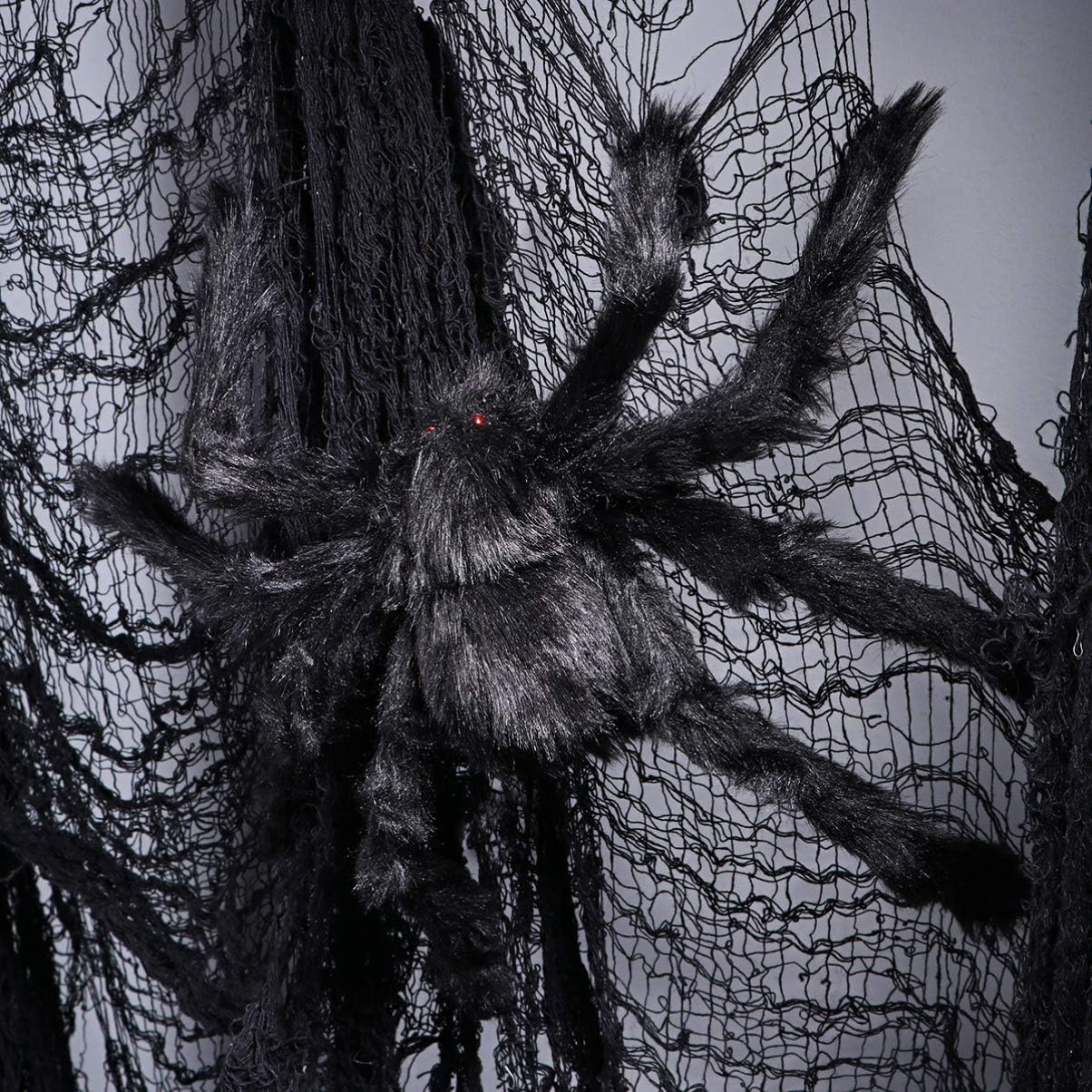 SEWACC Decoraciones de Halloween para exteriores, arañas falsas grandes, araña embrujada, decoración de puerta, adornos de decoración para niños,