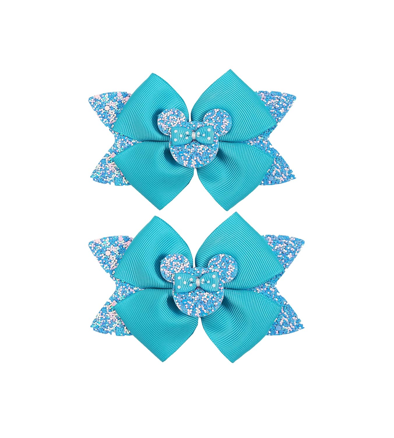 2 lazos para el cabello con orejas de ratón de 4.5 pulgadas para niños, bebés, niñas y mujeres, decoración de princesa con purpurina para cosplay,