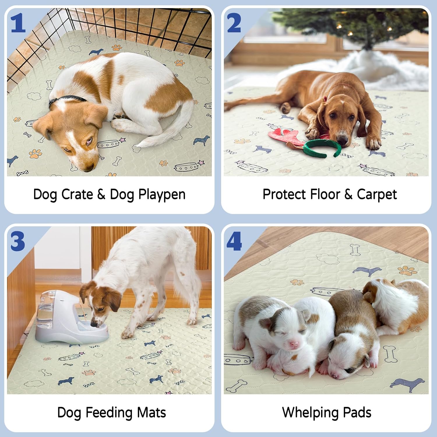 Almohadillas lavables para orina de perros, impermeables, 48 x 48 pulgadas, reutilizables, superabsorbentes, antideslizantes, almohadillas para