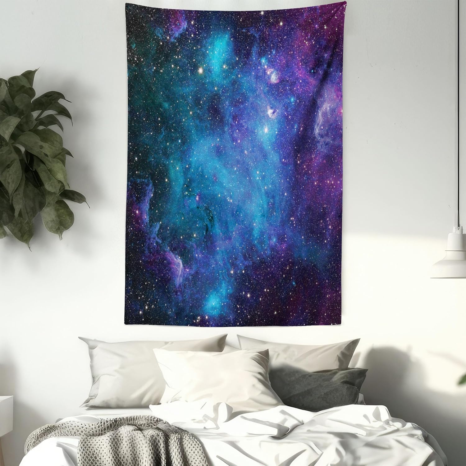 Ambesonne Tapiz del espacio exterior, estrellas galaxias en el espacio, planetas astronómicos celestiales en el universo, Vía Láctea, decoración de