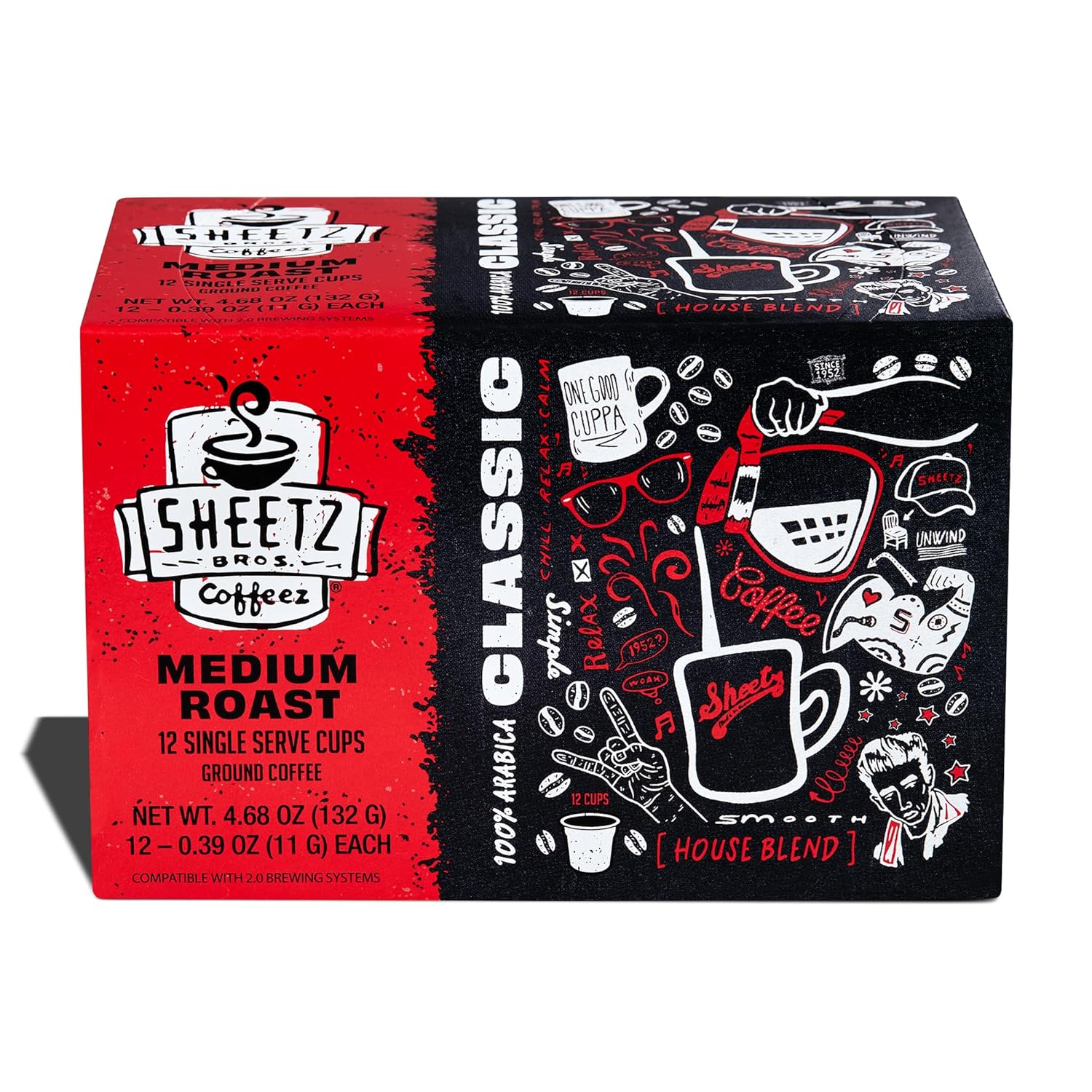 Sheetz Cápsulas de café de una sola porción, mezcla clásica de tostado medio, 100% arábica, 1 caja (12 tazas individuales)