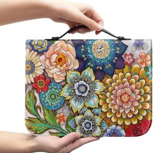 Showudesigns Funda de la Biblia de flores coloridas para mujer, fundas para la Biblia, bolsas ligeras con bolsillos de almacenamiento, ranuras para Showudesigns Funda de la Biblia de flores coloridas para mujer, fundas para la Biblia, bolsas ligeras con bolsillos de almacenamiento, ranuras para