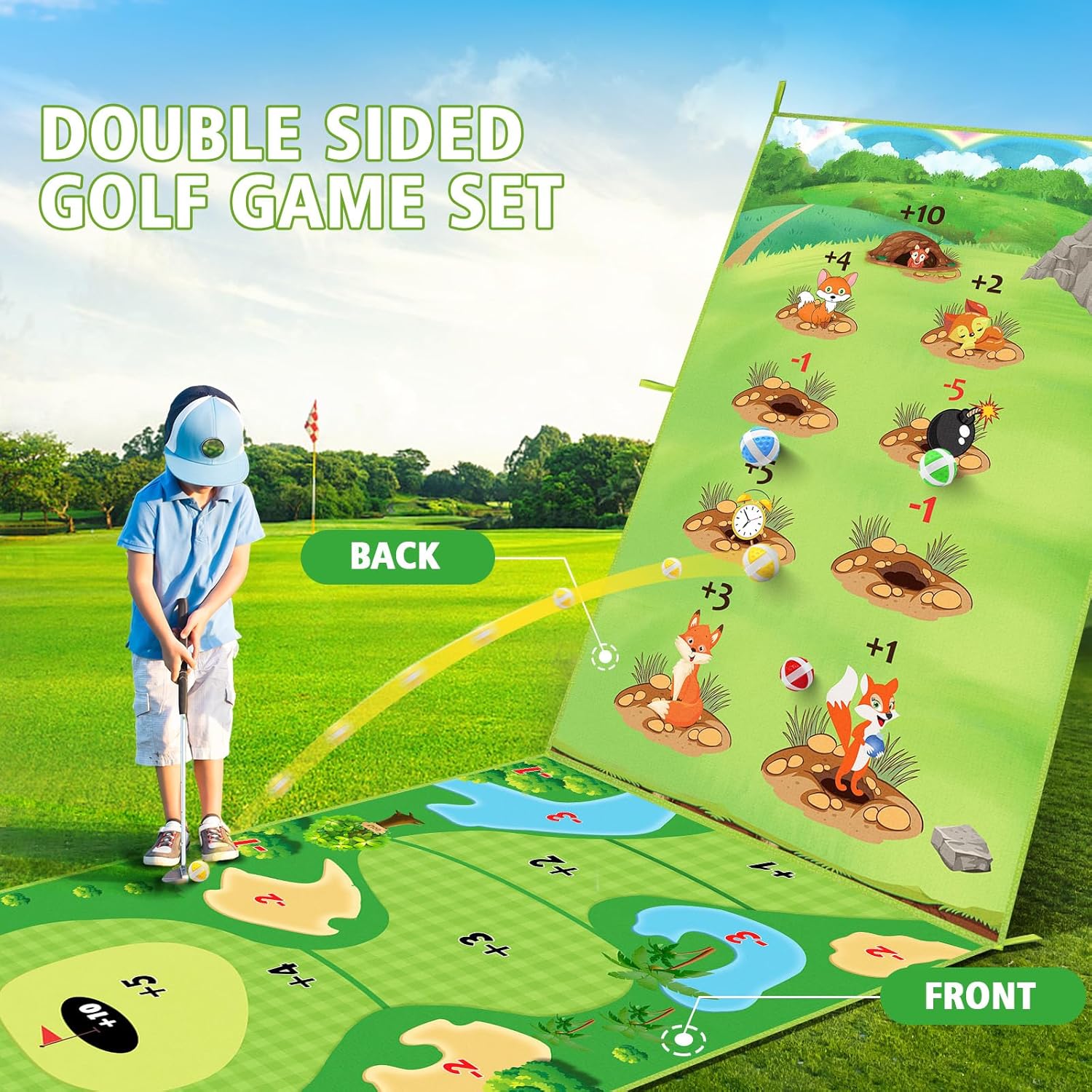 Alfombrilla de golf casual de 6 pies x 4 pies, tapete de juego de golf para adultos y niños, juego de golf para interiores y exteriores, patio