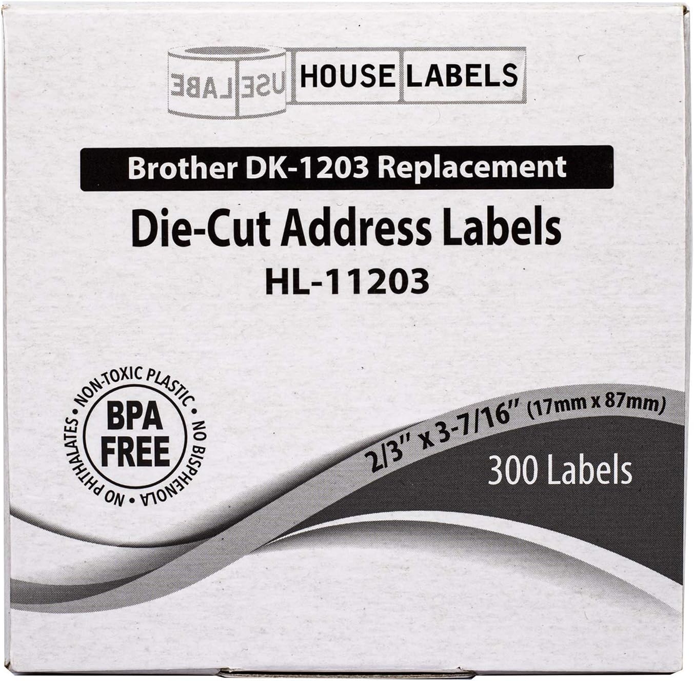 HOUSELABELS Compatible con rollo de repuesto DK-1203 para impresoras de etiquetas Brother QL 300 etiquetas de dirección 23 pulgadas x 3-716 pulgadas