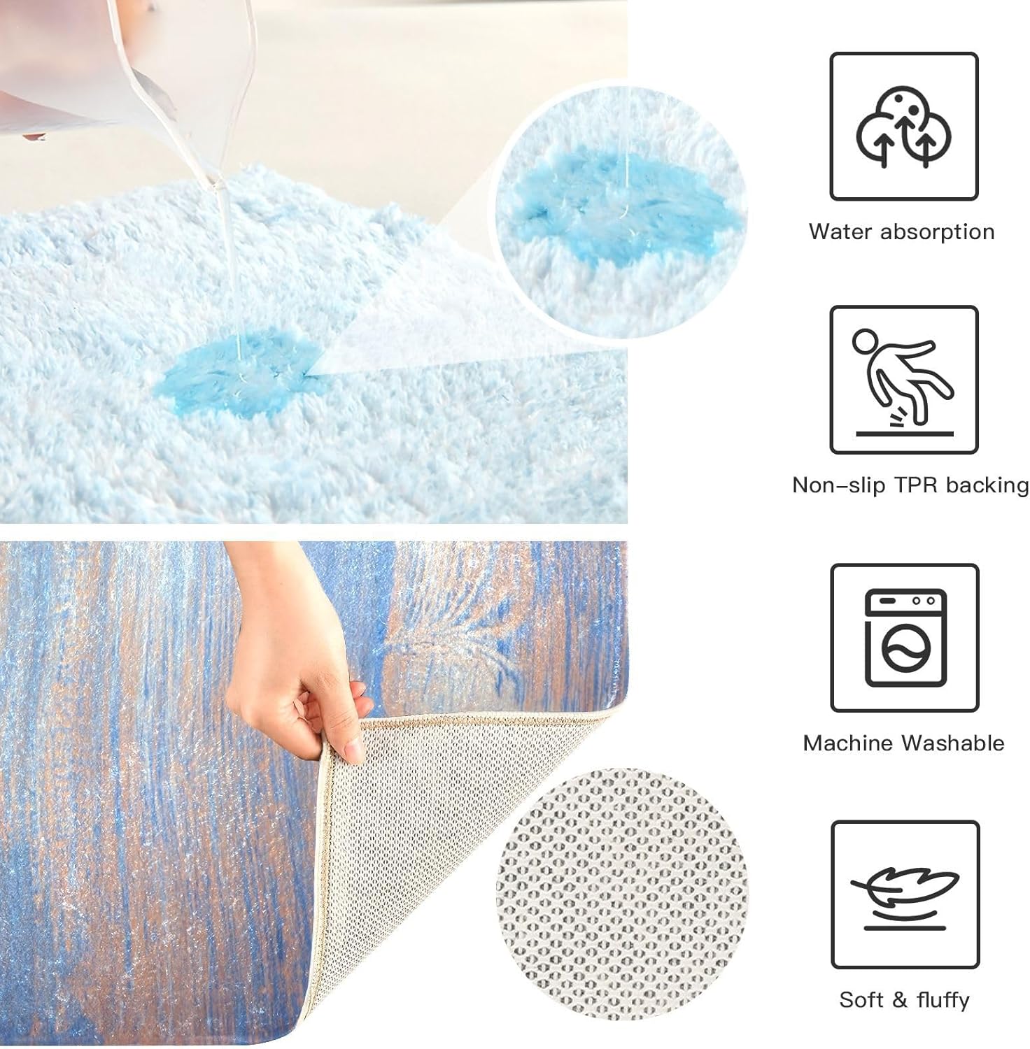 Bathroom Rugs Sets 2 Piece 24×16+24×20 Inch,Soft U-Shaped Contour Toilet Rug Yellow Maple Leaf Non-Slip Absorbent Bath Floor Mat Carpet Set Water