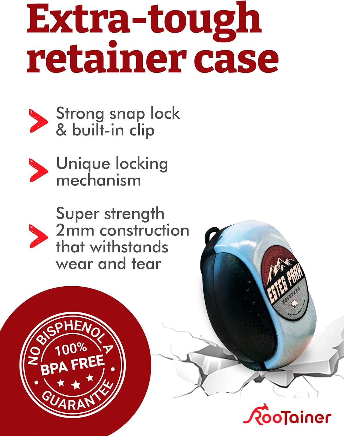 Estuche de retención premium con clip – Soporte resistente para retenedores, protector bucal o Invisalign – Niños y adultos – Seguro y sin BPA con