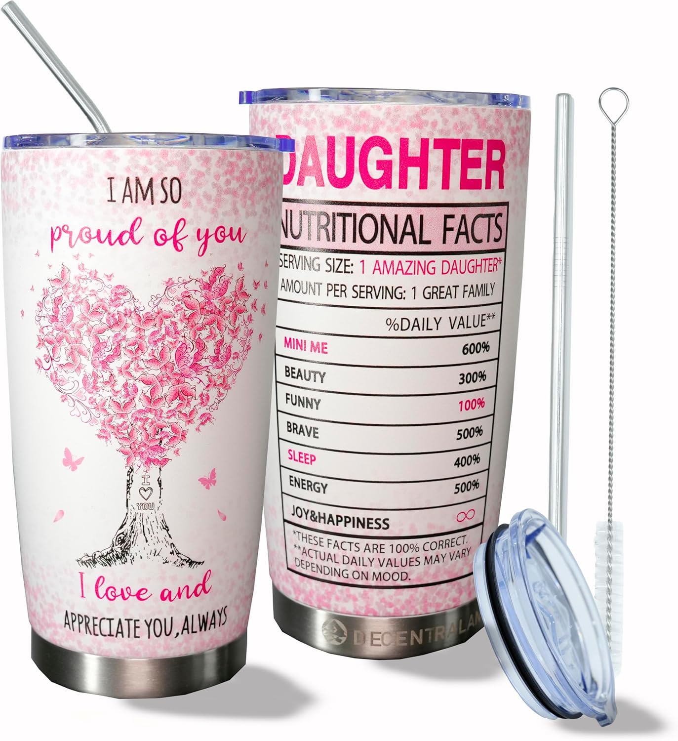 Decentraland Regalos de mamá para hija, ideas de regalo de cumpleaños para adultos, vaso de acero inoxidable de 20 onzas con texto en inglés “To My