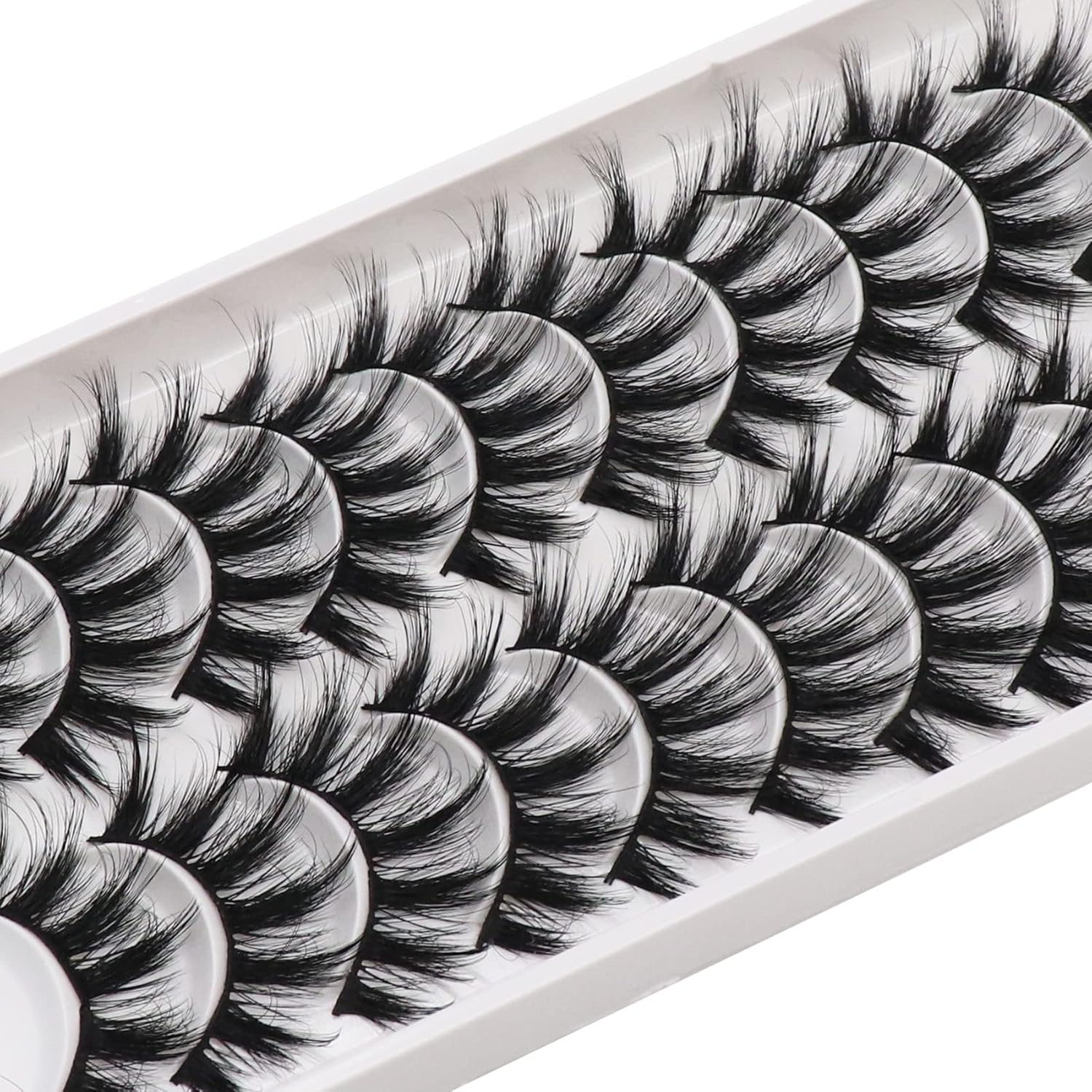 Veleasha Pestañas postizas 3D de Mink sintético 3D de 18mm de largo, aspecto natural, pestañas postizas para maquillaje de ojos, paquete de 10 pares