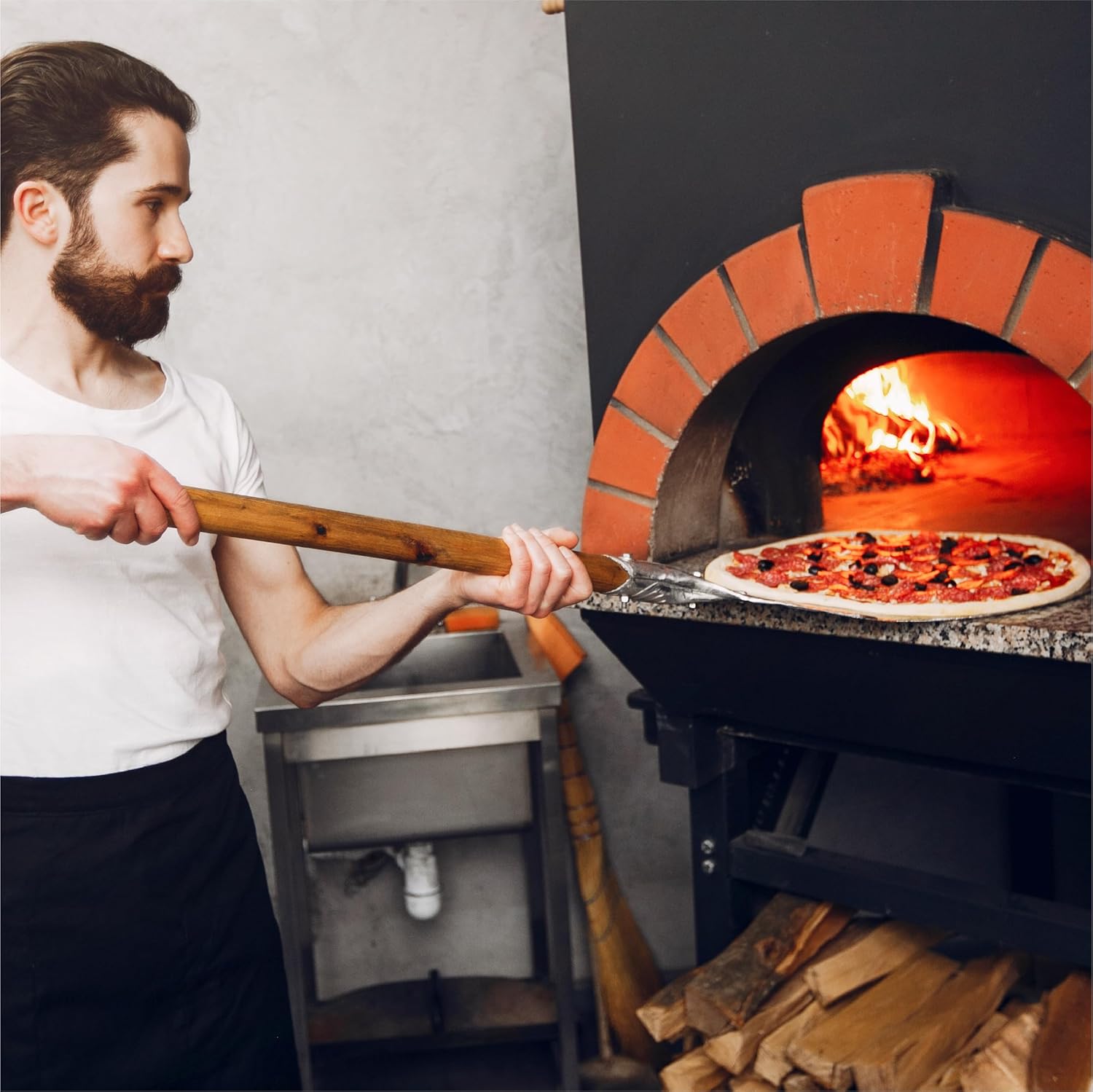 EASYGO PRODUCTS Wood-12 Stix Horno de madera de 12 pulgadas, 100% roble seco al horno para cocinar pizza, asar a la parrilla, ahumar y barbacoa en