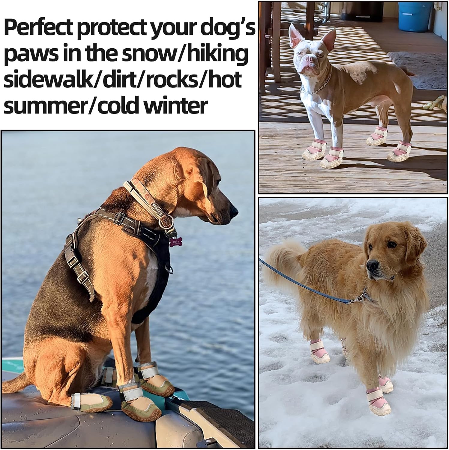 Hcpet Botas transpirables para perros para pavimento caliente, resistentes al calor con correas reflectantes, protectores de patas para cachorros al