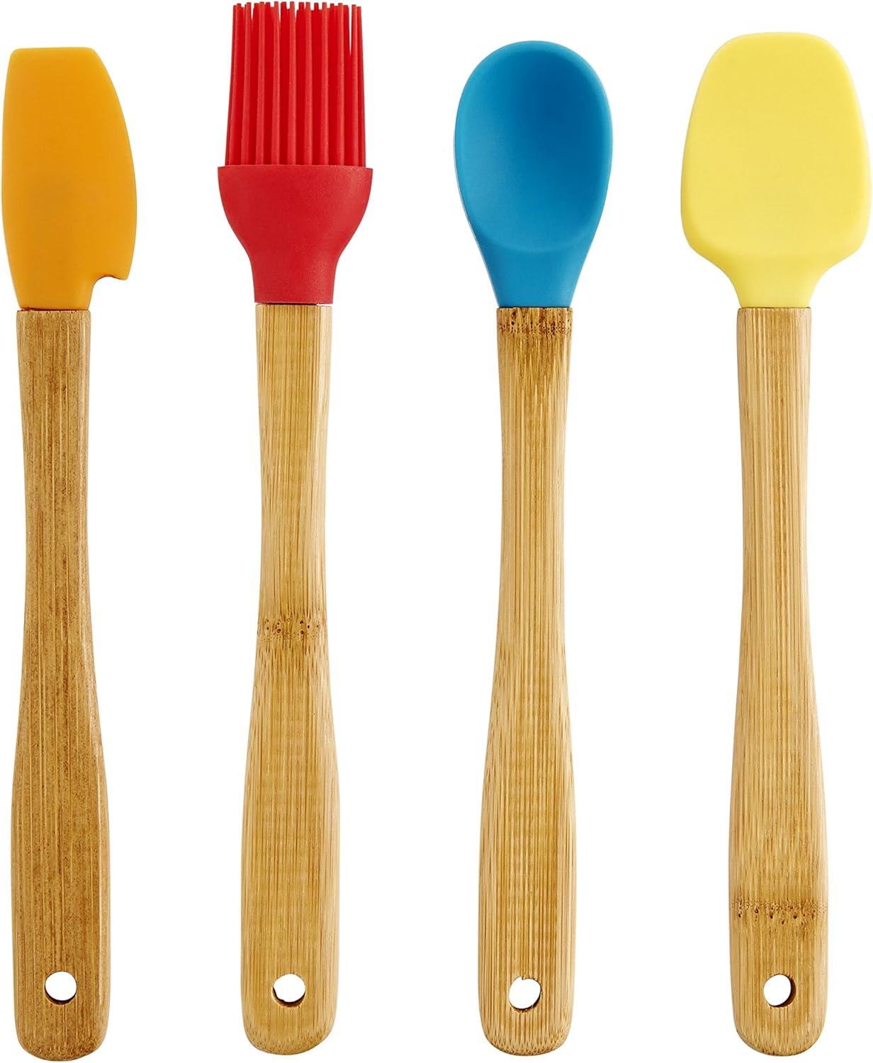 Mrs. Anderson’s Baking Mini juego de herramientas, silicona con asas de bambú, juego de 4 piezas