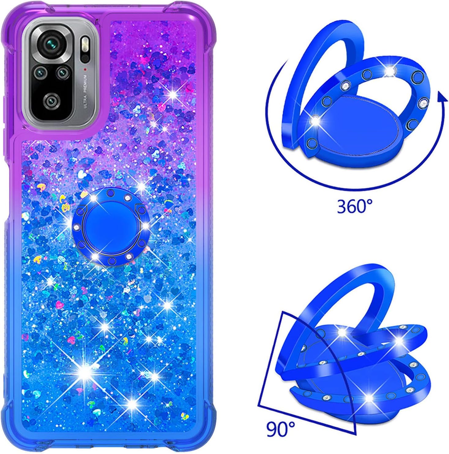 Funda para Redmi Note 10 4G, funda para Redmi Note 10S, brillante efecto arenas movedizas, carcasa protectora de TPU con cuatro esquinas para Redmi