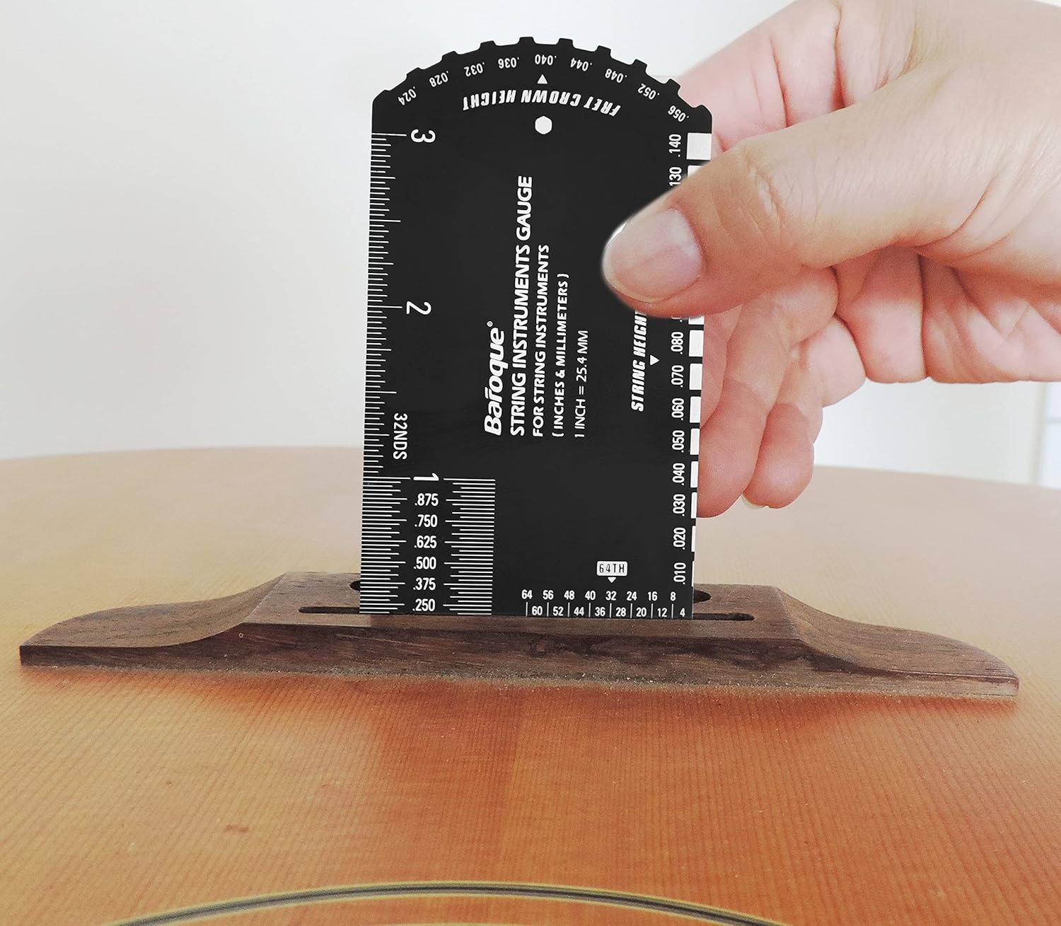 Baroque Stringed Instrument Action Ruler Gauge Luthier Measuring Tool for Electric Acoustic Guitar Bass Ukulele Mandolin Banjo SIG-10