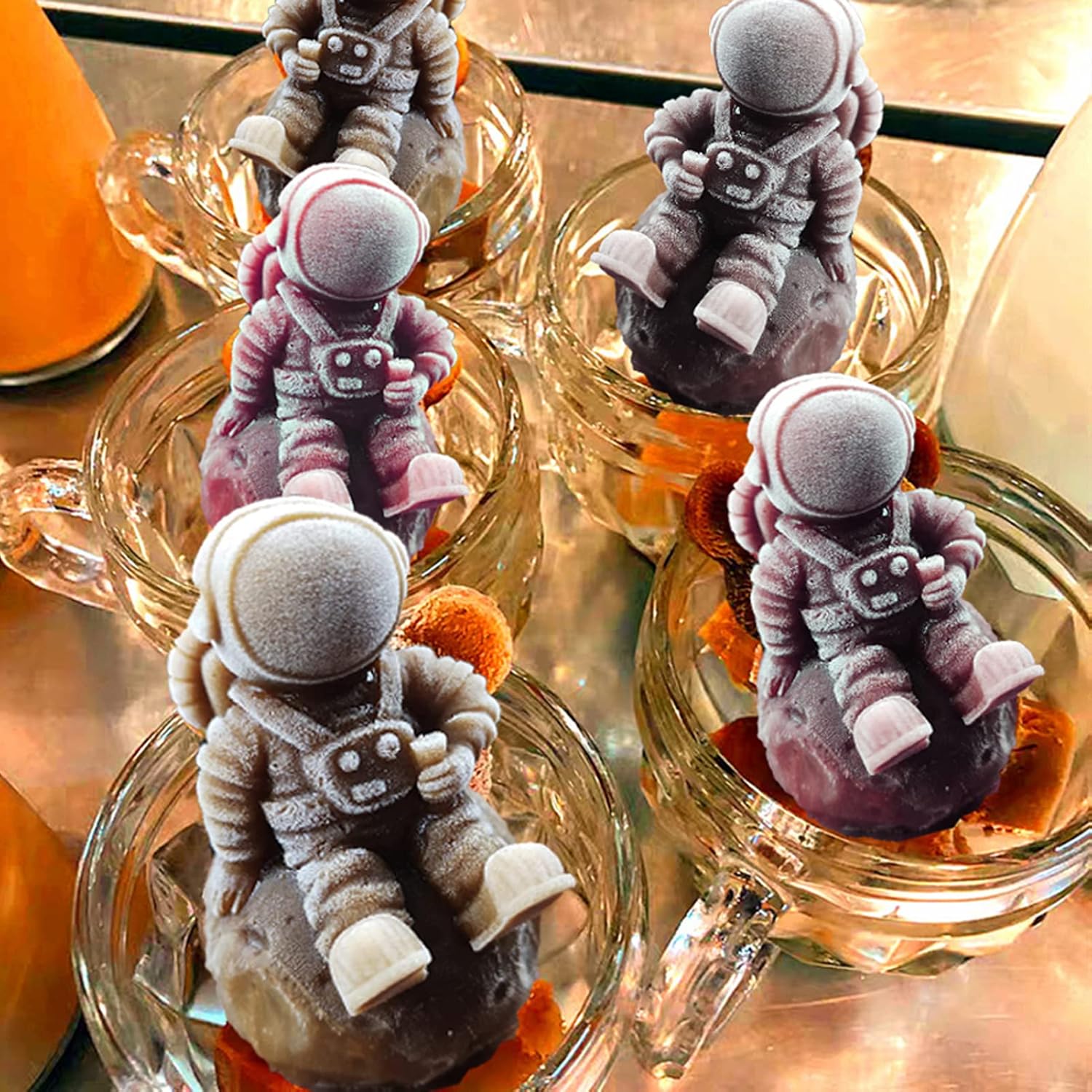 Molde de astronauta y vela de luna 3D para hacer velas, jabones, molde de aromaterapia, molde de silicona para chocolate, caramelo de hielo,