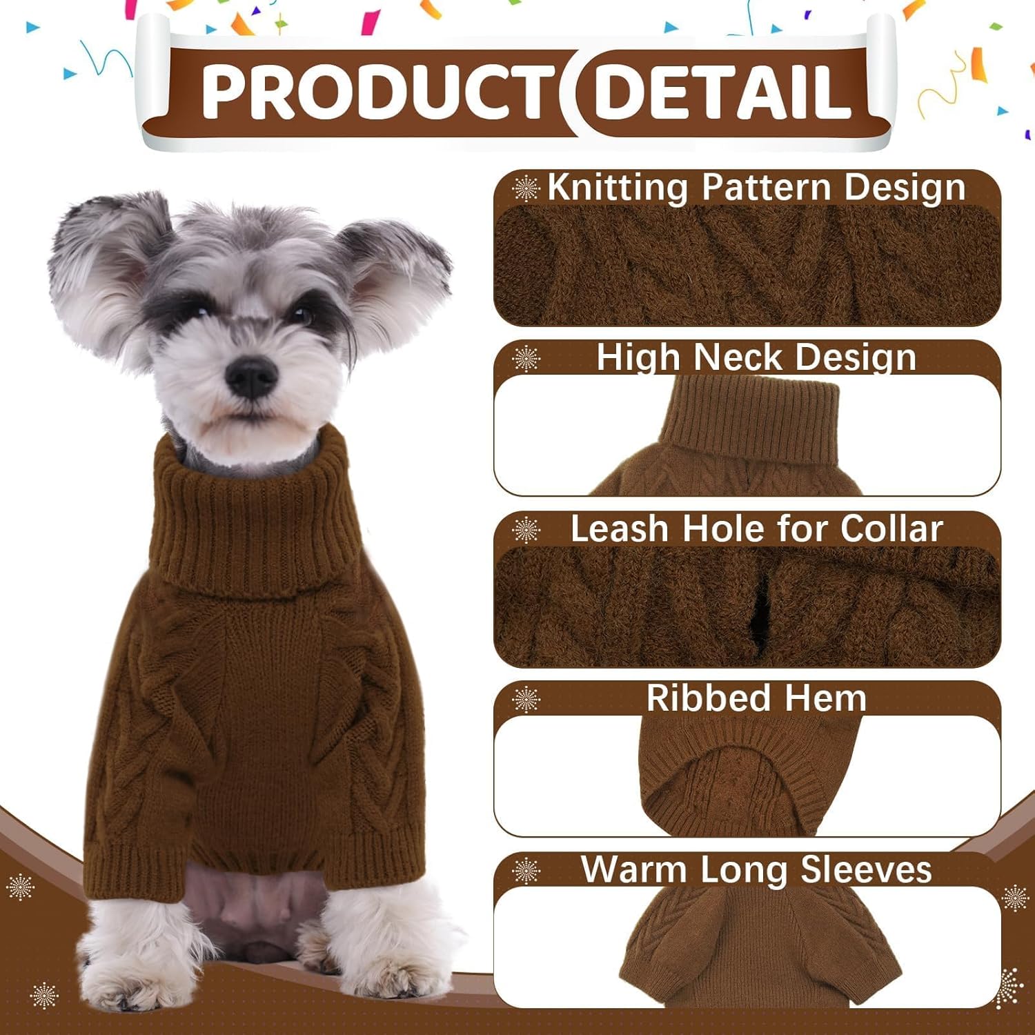 Kuoser Suéter para perro pequeño, suéteres para perros pequeños, ropa de invierno para perros pequeños, niños y niñas, suéter de punto para perros