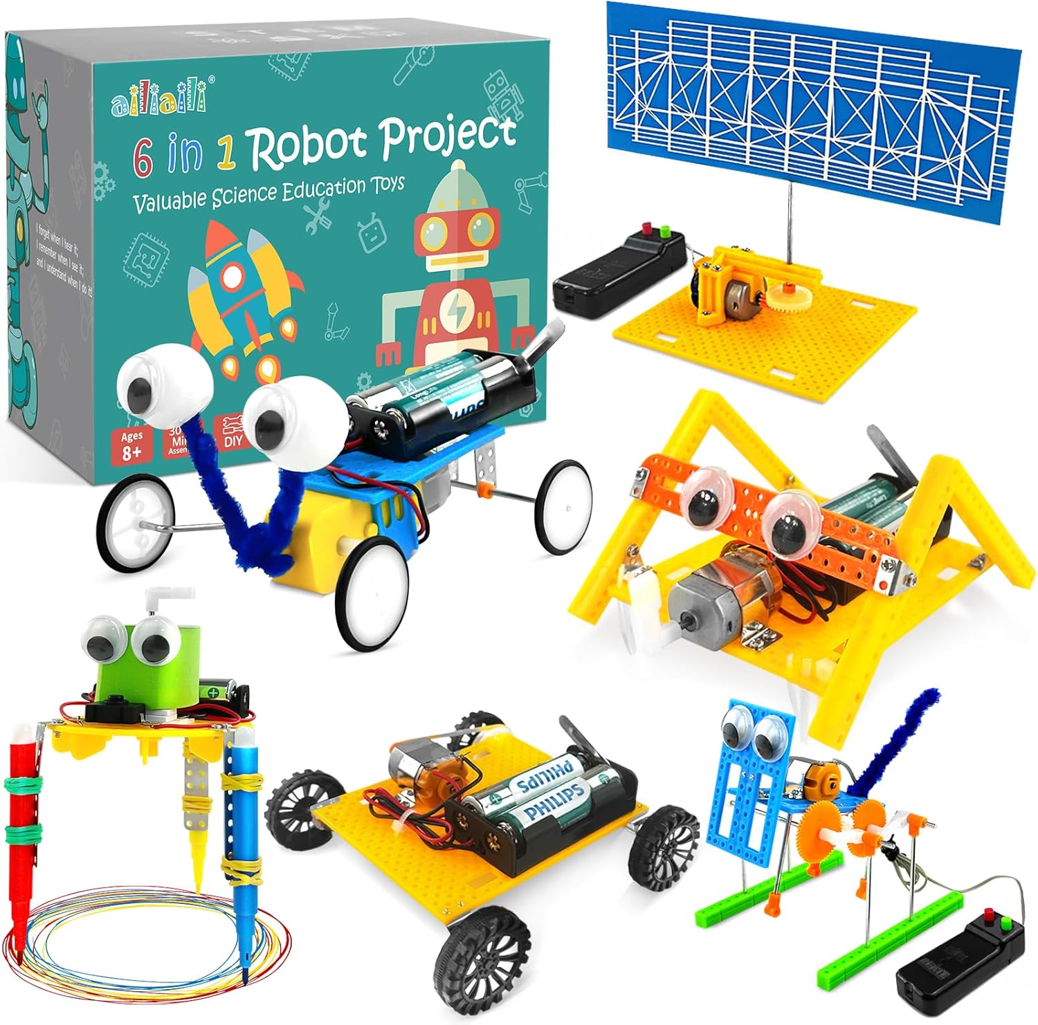 Juego de 6 proyectos STEM para niños de 8 a 12 años, kits de ciencia electrónica para niños de 6 a 8 años, juguete robótico de ingeniería de