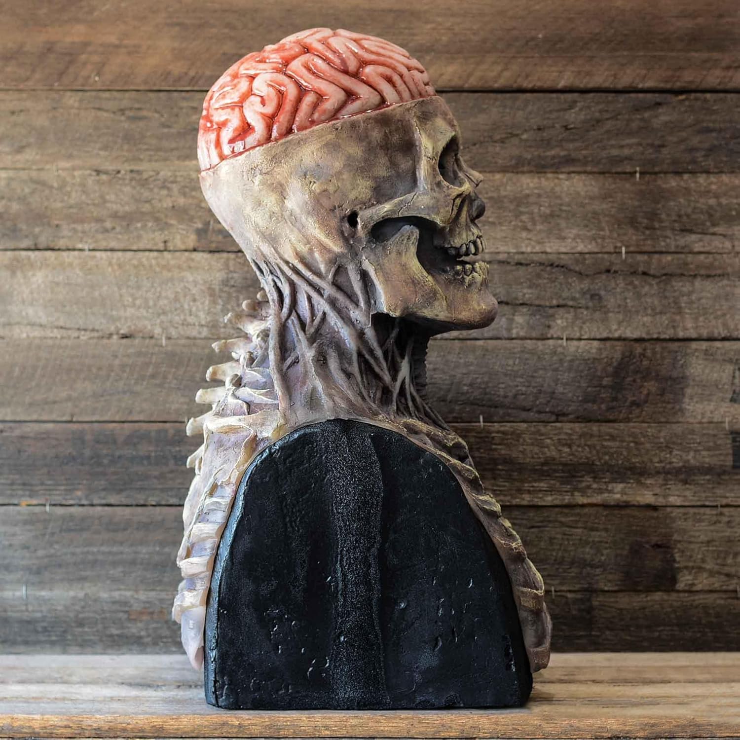 RIYUNE Máscara de látex de calavera de cerebro desnudo, máscara de calavera de Halloween, máscara de calavera en movimiento, disfraces de Halloween,
