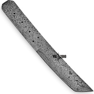 PAL 2000 HUNTING KNIVES Smmp 9886 Cuchillo de hoja en blanco de acero de Damasco Hoja en blanco para la fabricación de cuchillos PAL 2000 HUNTING KNIVES Smmp 9886 Cuchillo de hoja en blanco de acero de Damasco Hoja en blanco para la fabricación de cuchillos