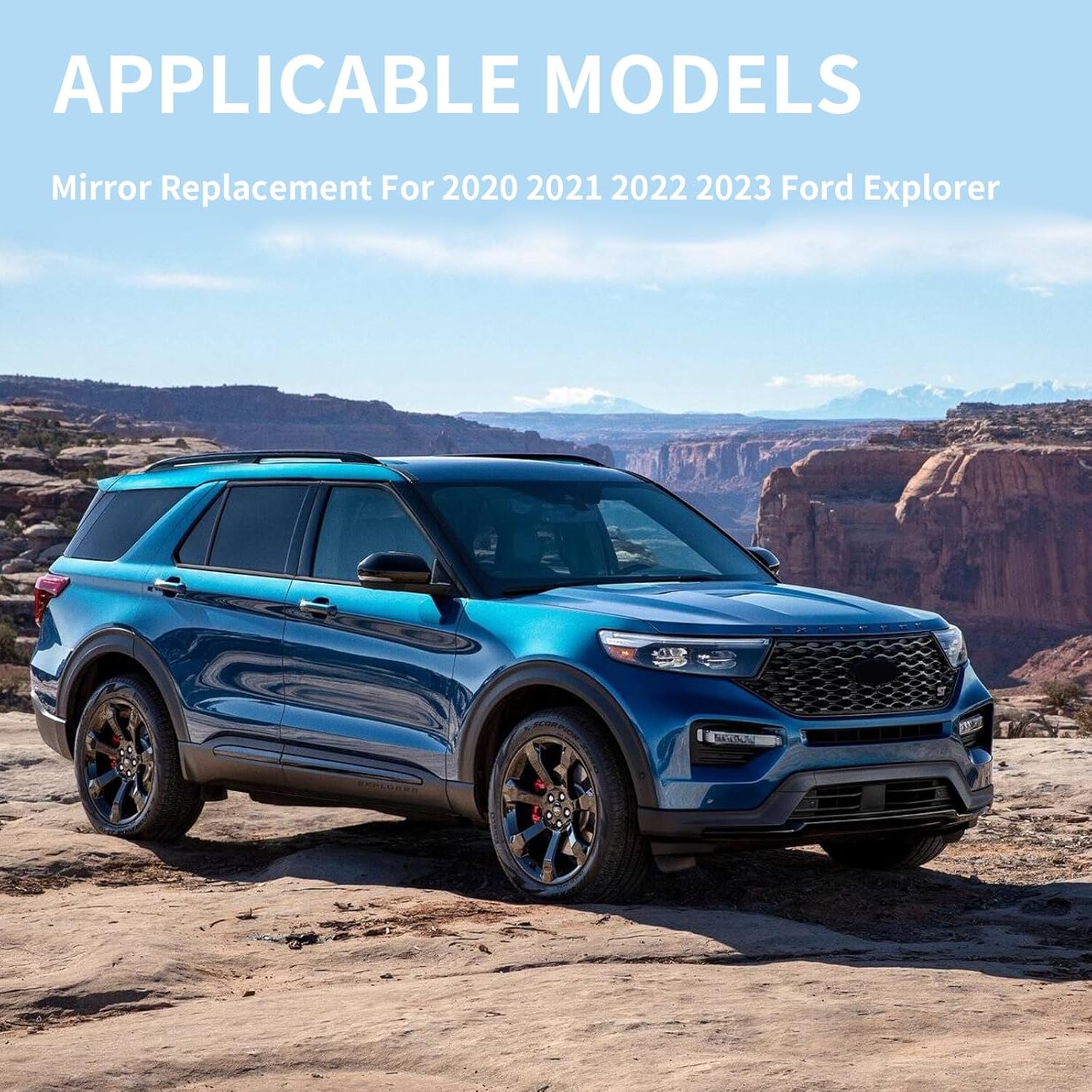 Espejo lateral del pasajero de repuesto para Ford Explorer 2020 2021 2022 2023 – Espejo lateral derecho, espejo retrovisor de vidrio con calefacción