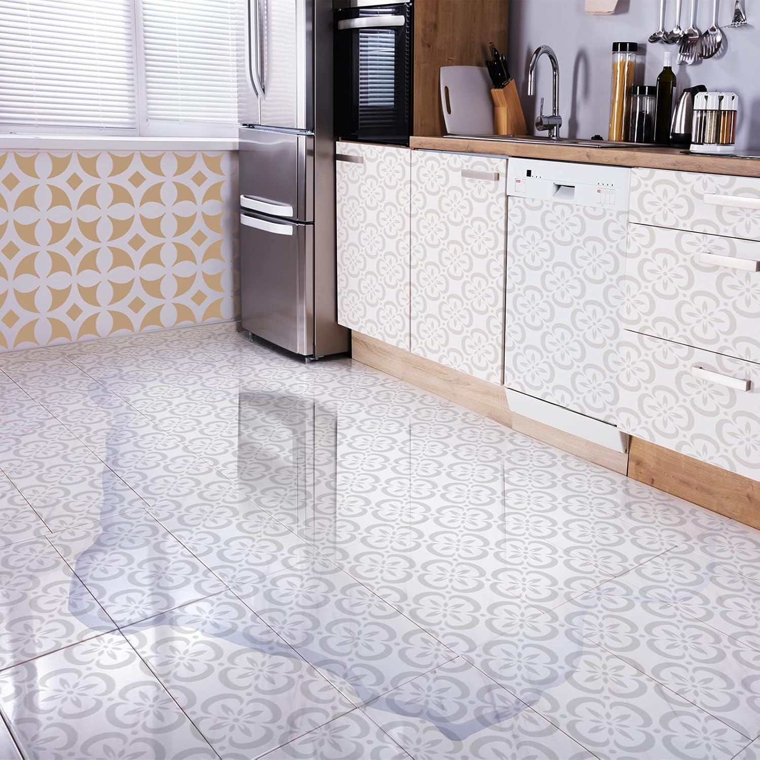 9 plantillas de pintura de piso, plantillas de azulejos grandes, plantillas de dibujo de pared, kit de plantillas de piso en 9 estilos para pintar