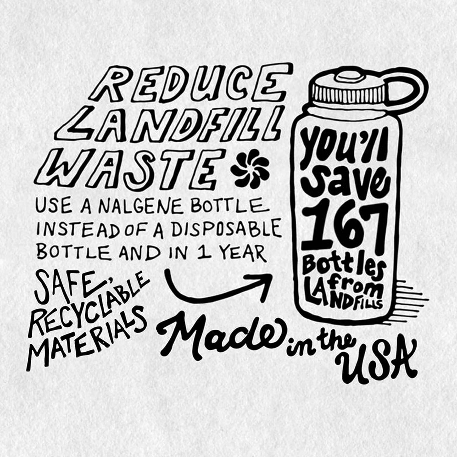 Nalgene Sustain Botella de agua Tritan sin BPA hecha con material derivado del 50 % de residuos de plástico, 946 ml, boca ancha, color rojo