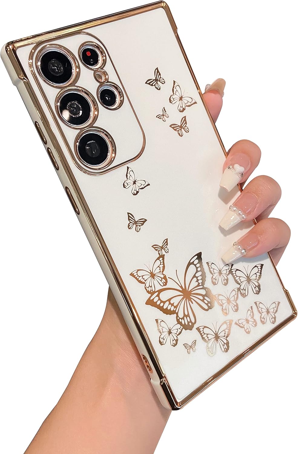 ZTOFERA Funda de teléfono para Samsung Galaxy S23 Ultra 5G Elegante funda de teléfono con diseño de mariposa, para niñas y mujeres encantadoras,