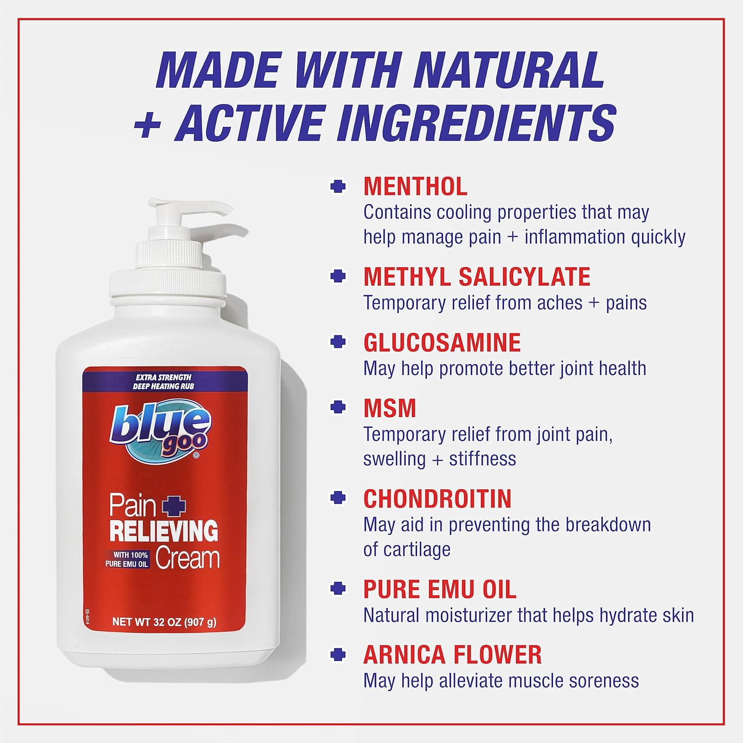 Blue Goo Crema para aliviar el dolor, para dolor de espaldacuello, dolor muscular relacionado con deportes, esguinces, distensiones, máxima fuerza,
