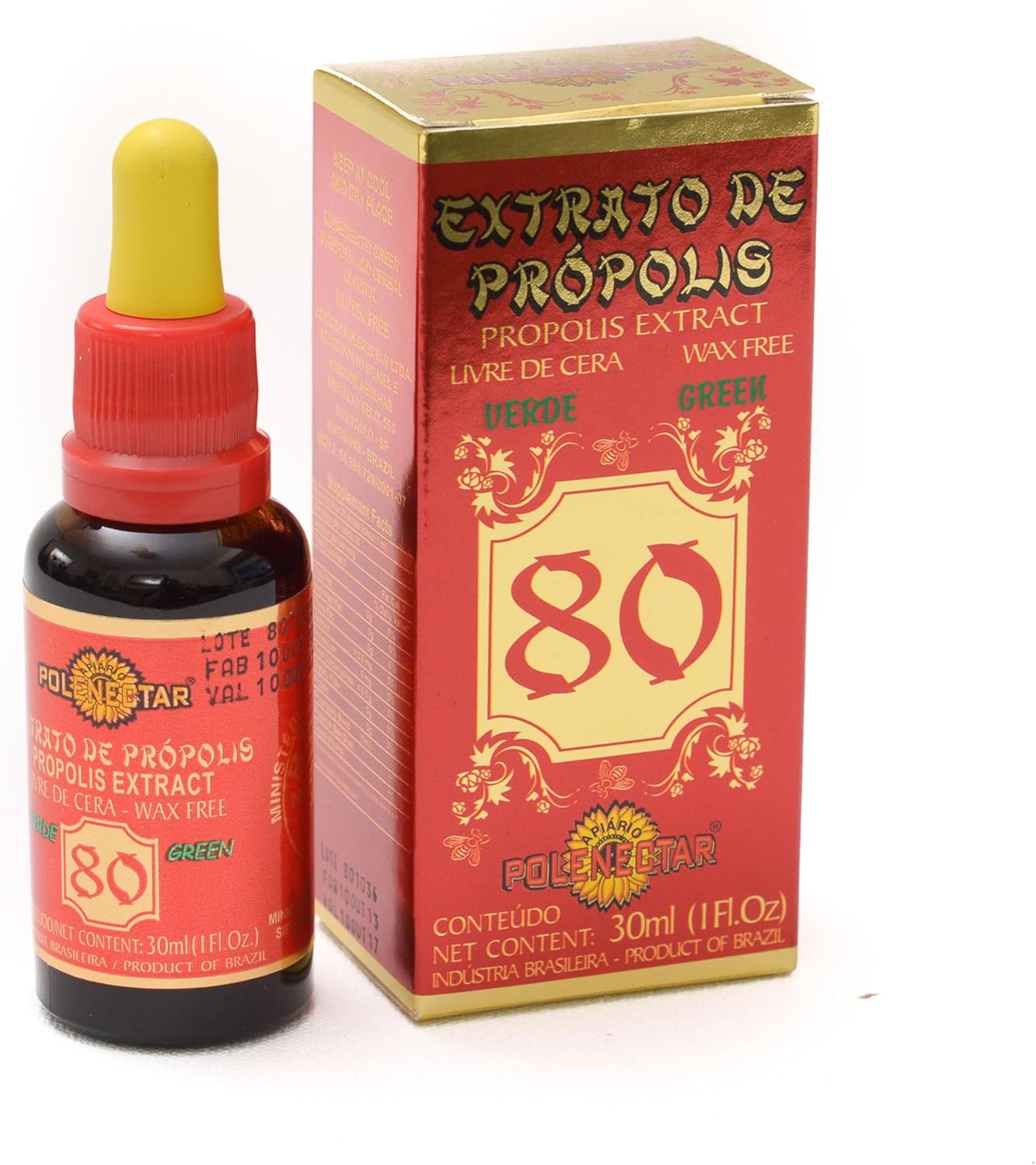 1 Caso 24 Unidades Polenectar Brasil Premium Abeja Verde Propóleo Extracto WF80 Sin Cera 80 1.0 fl oz Por JLBrazil por Anandashop-UK-