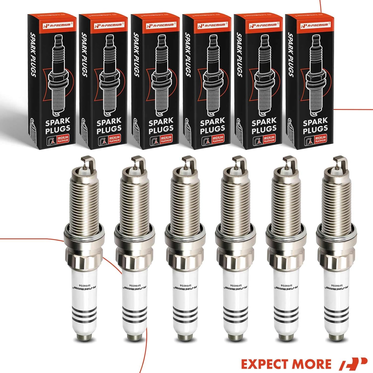A-Premium Iridium Platinum Bujías compatibles con BMW X5, 540i xDrive, X3, 740i xDrive G11, 745Le xDrive G11, X6, X7, X4, Z4, 840i xDrive Gran Coupe
