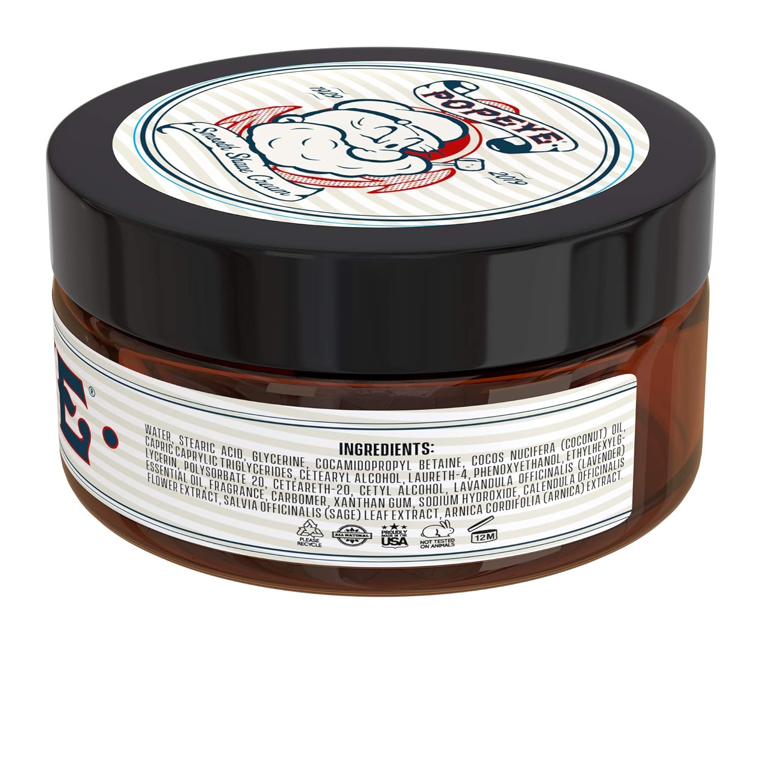 Popeye Shaving Co – Crema de afeitar para hombres adecuada para pieles sensibles, experiencia de afeitado suave para quemaduras de maquinilla de